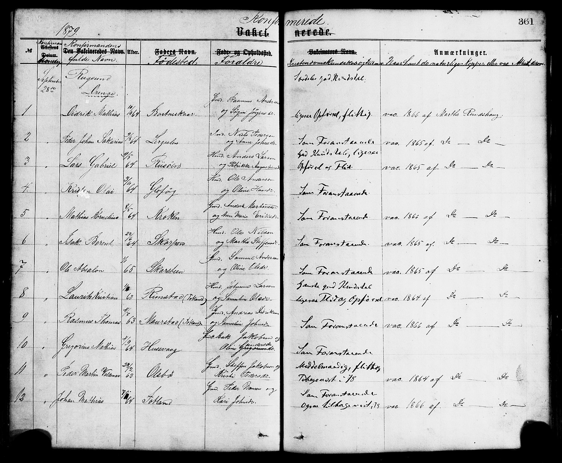 Davik sokneprestembete, AV/SAB-A-79701/H/Haa/Haaa/L0006: Parish register (official) no. A 6, 1867-1881, p. 361