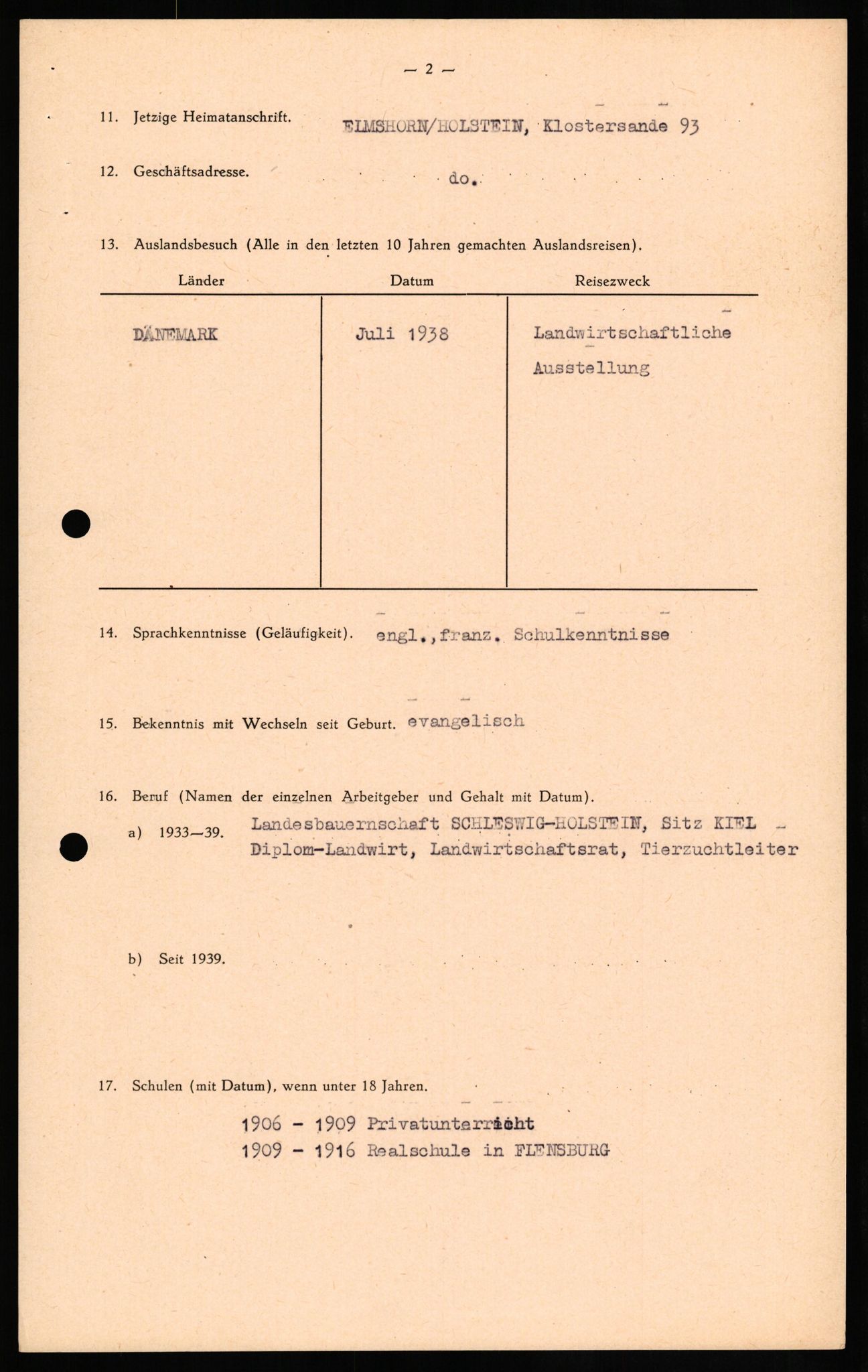 Forsvaret, Forsvarets overkommando II, RA/RAFA-3915/D/Db/L0022: CI Questionaires. Tyske okkupasjonsstyrker i Norge. Tyskere., 1945-1946, p. 180