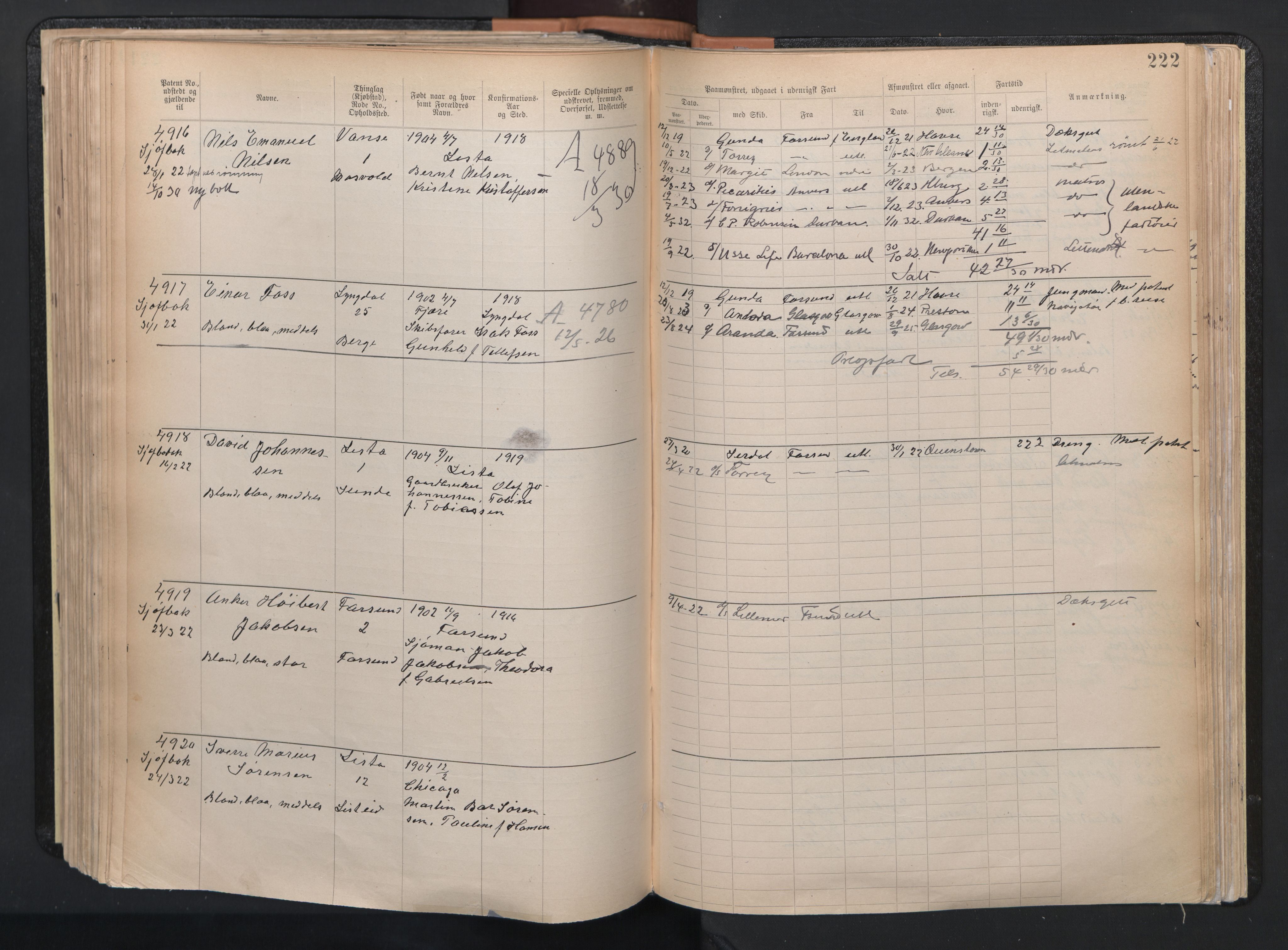 Farsund mønstringskrets, AV/SAK-2031-0017/F/Fa/L0003: Annotasjonsrulle nr 3816-5304 med register, M-3, 1894-1948, p. 253