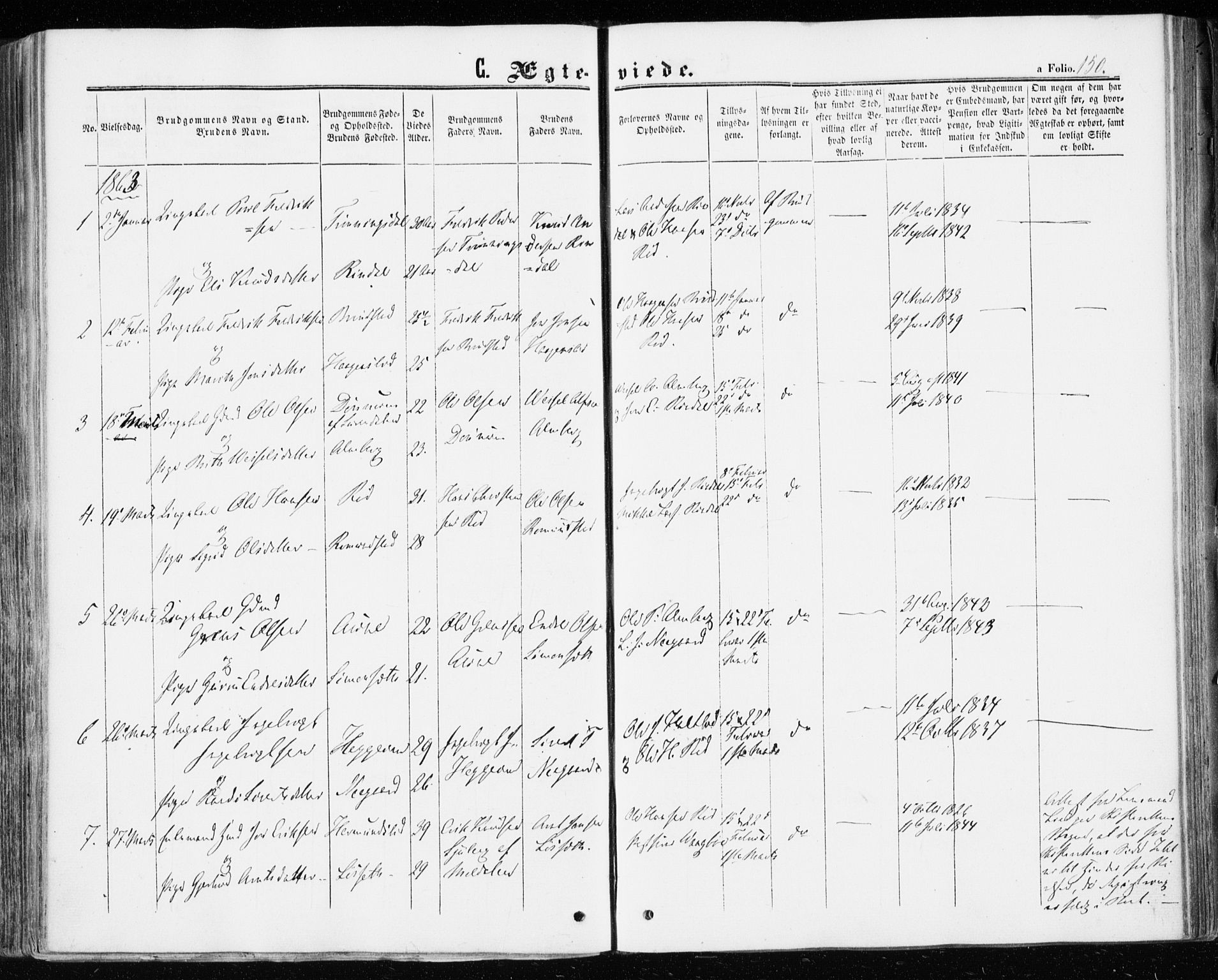 Ministerialprotokoller, klokkerbøker og fødselsregistre - Møre og Romsdal, AV/SAT-A-1454/598/L1067: Parish register (official) no. 598A01, 1858-1871, p. 150