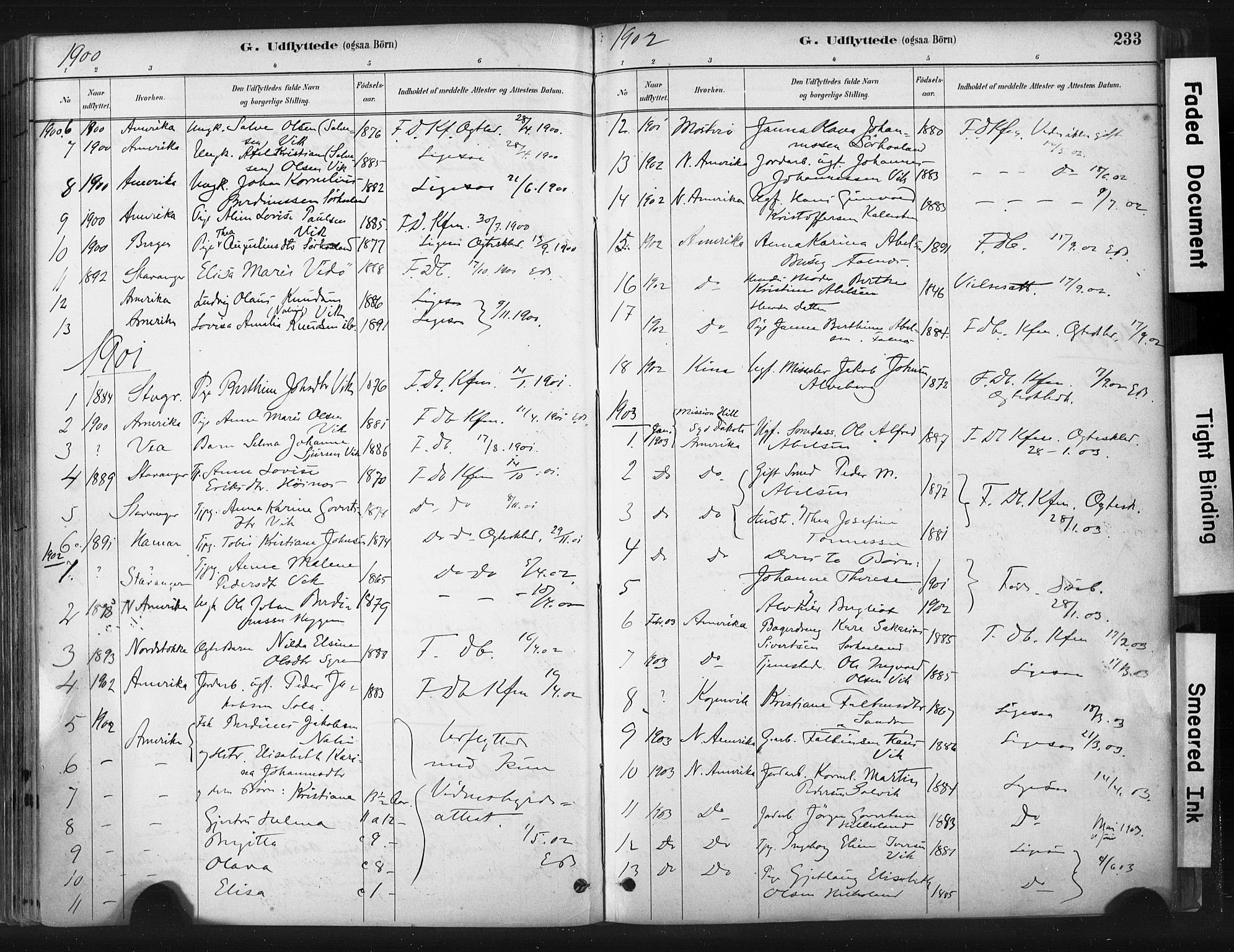 Skudenes sokneprestkontor, SAST/A -101849/H/Ha/Haa/L0009: Parish register (official) no. A 6, 1882-1912, p. 233