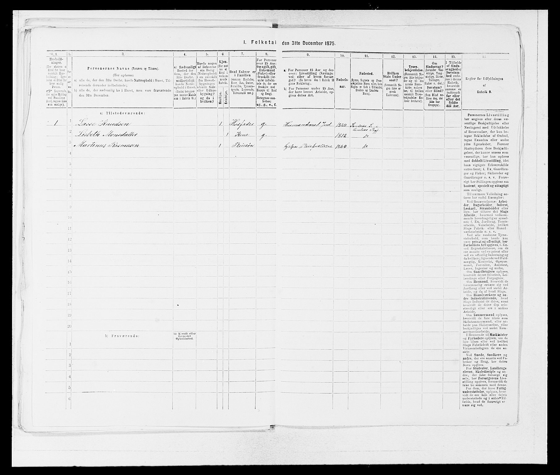 SAB, 1875 census for 1263P Lindås, 1875, p. 145