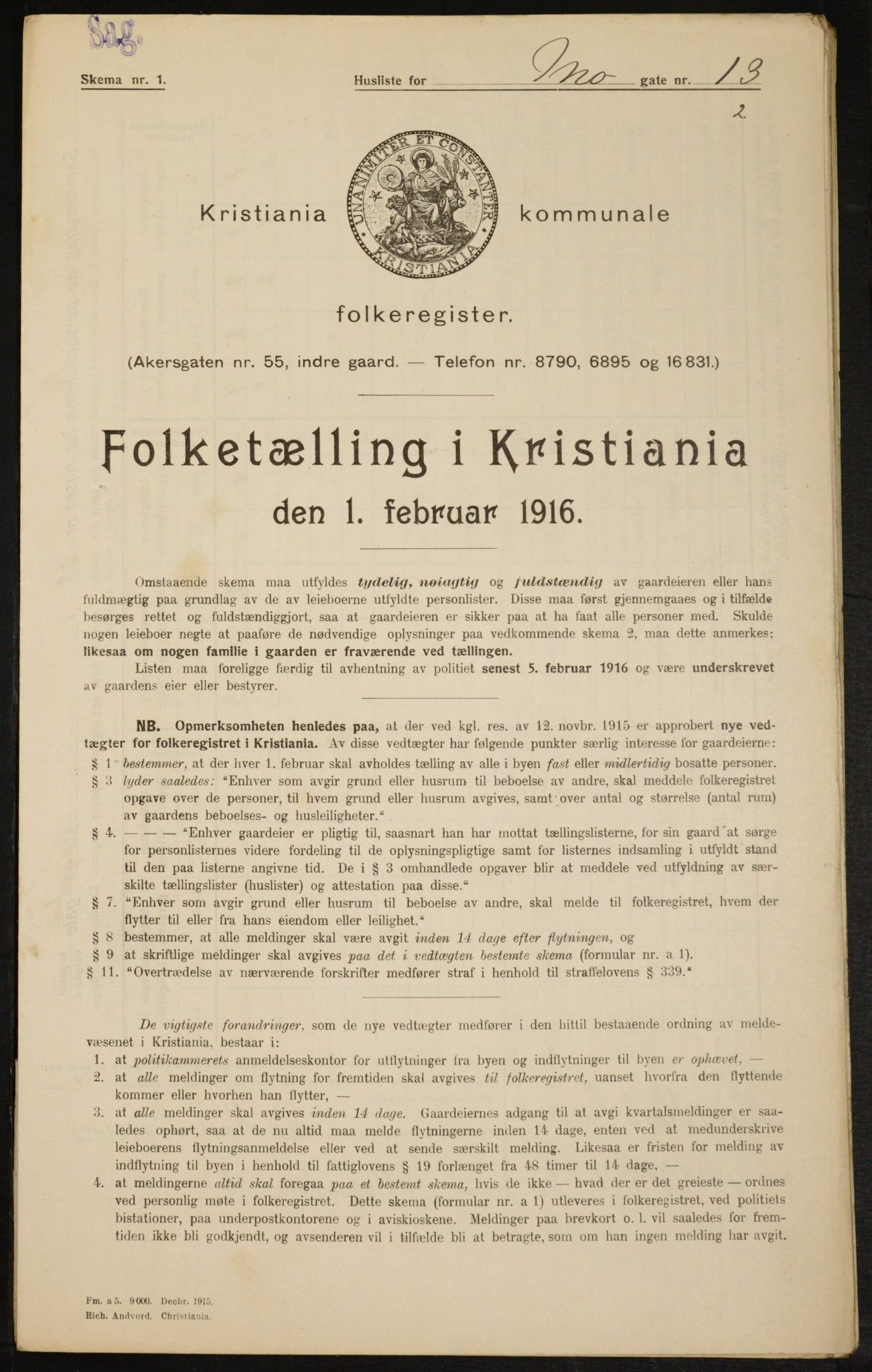 OBA, Municipal Census 1916 for Kristiania, 1916, p. 67041