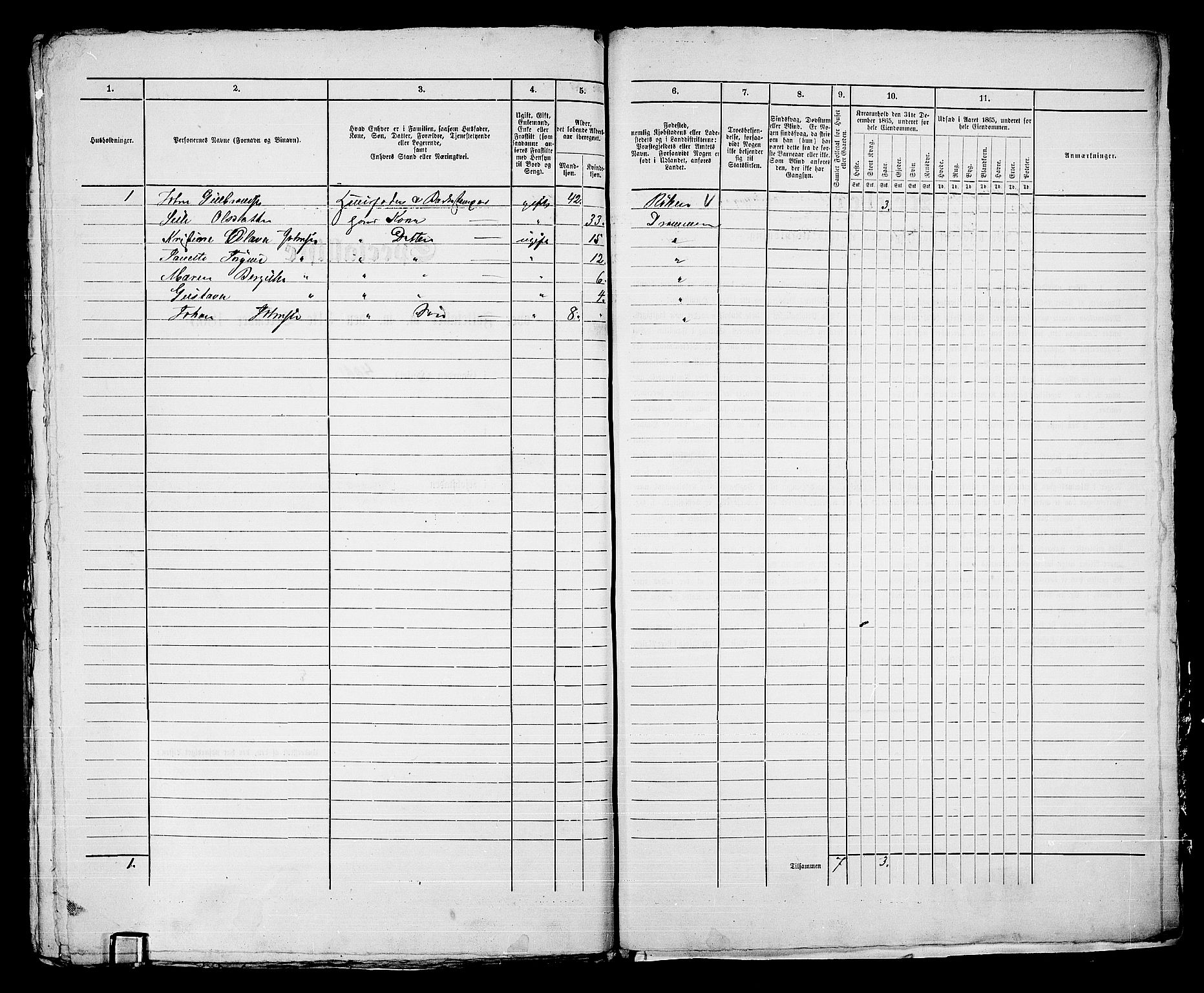 RA, 1865 census for Bragernes in Drammen, 1865, p. 618