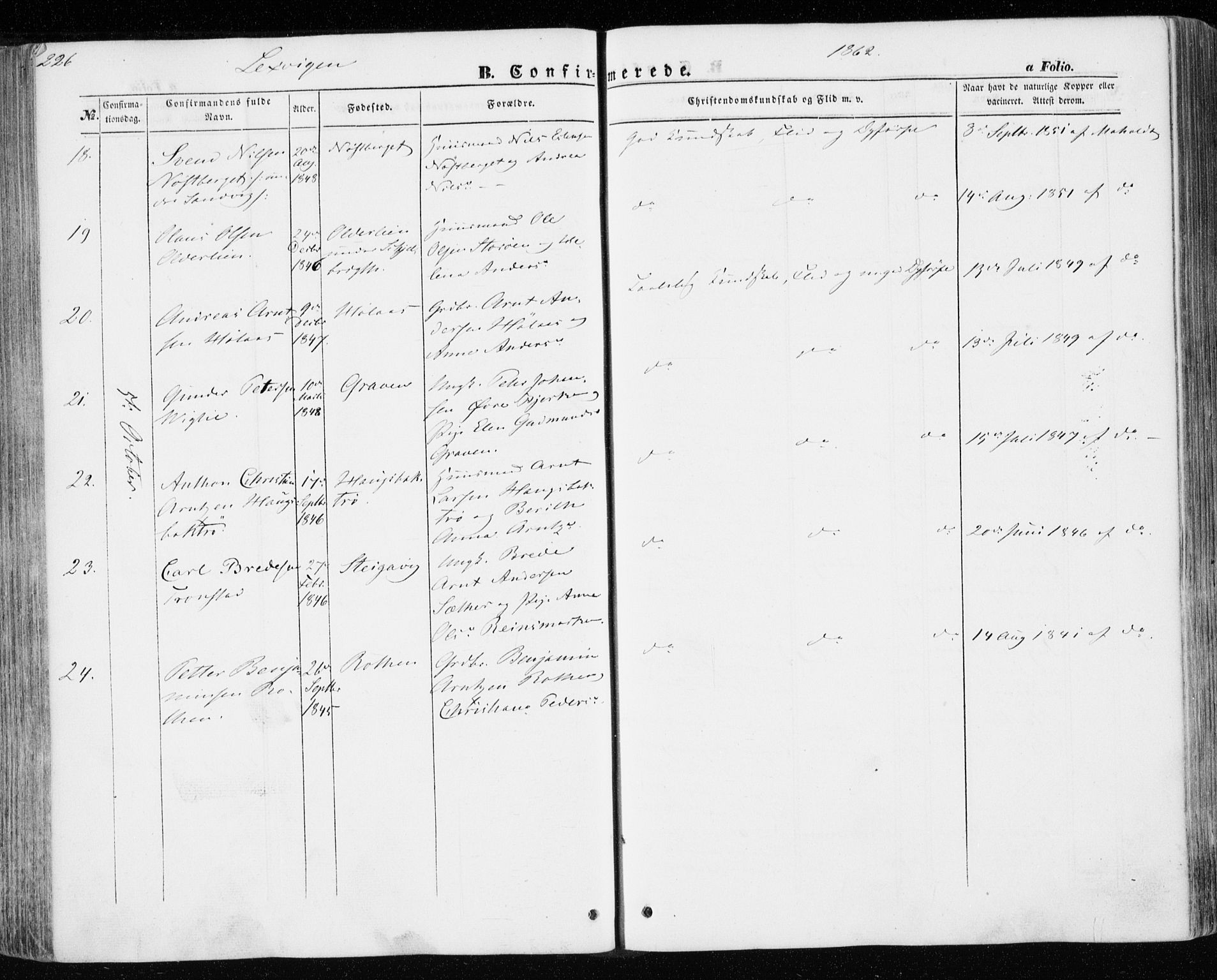 Ministerialprotokoller, klokkerbøker og fødselsregistre - Nord-Trøndelag, SAT/A-1458/701/L0008: Parish register (official) no. 701A08 /1, 1854-1863, p. 226