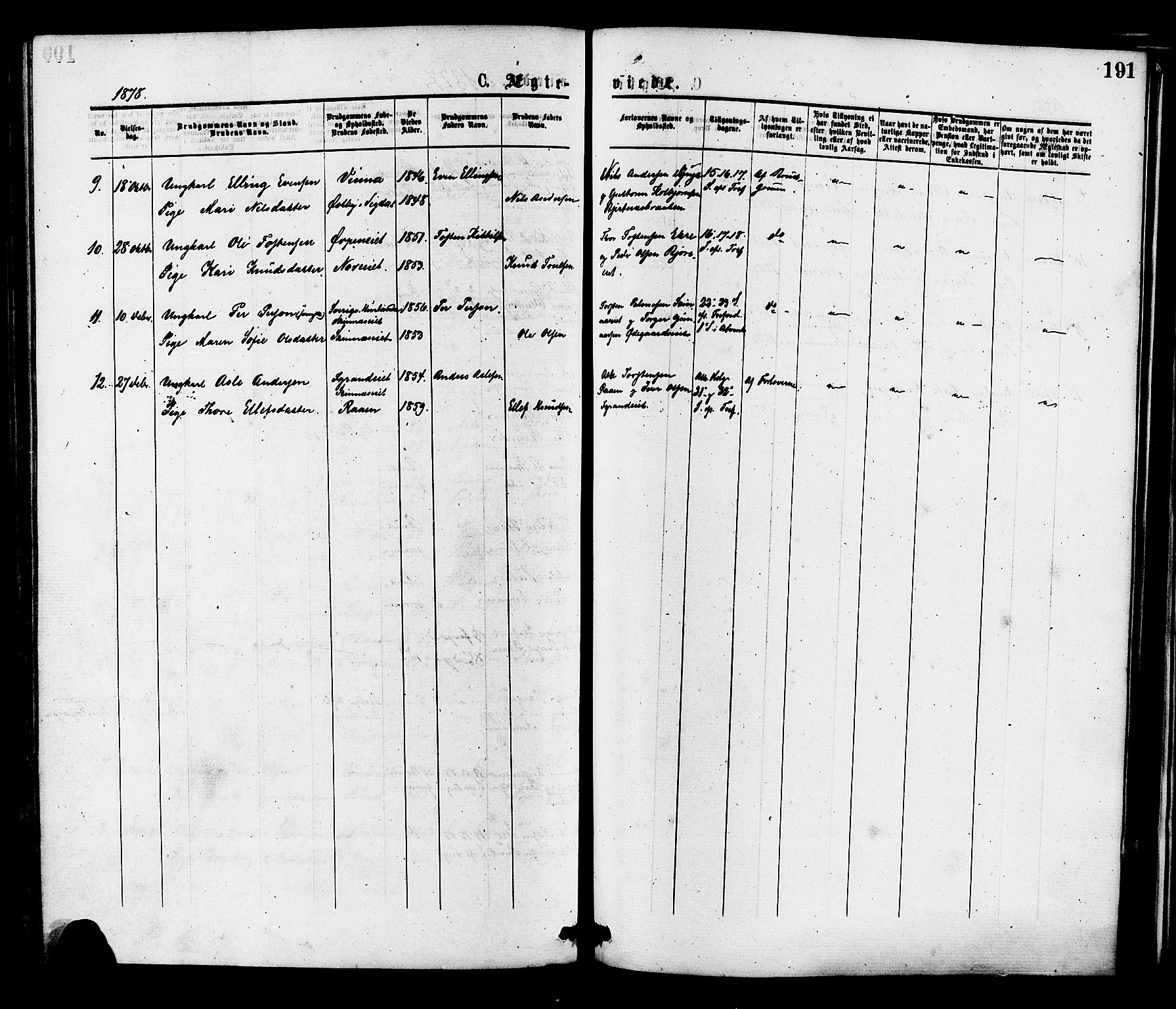 Krødsherad kirkebøker, SAKO/A-19/F/Fa/L0004: Parish register (official) no. 4, 1873-1878, p. 191
