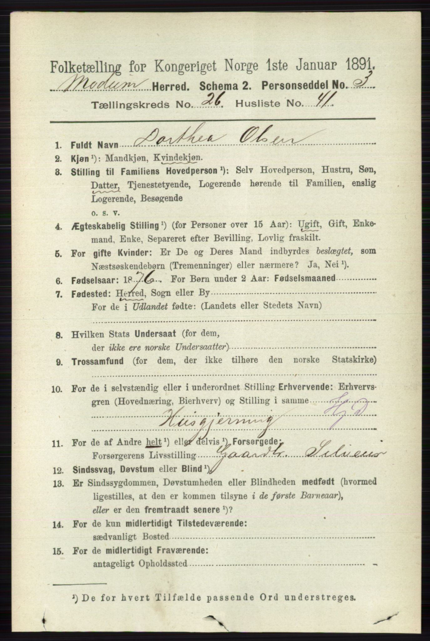 RA, 1891 census for 0623 Modum, 1891, p. 9629