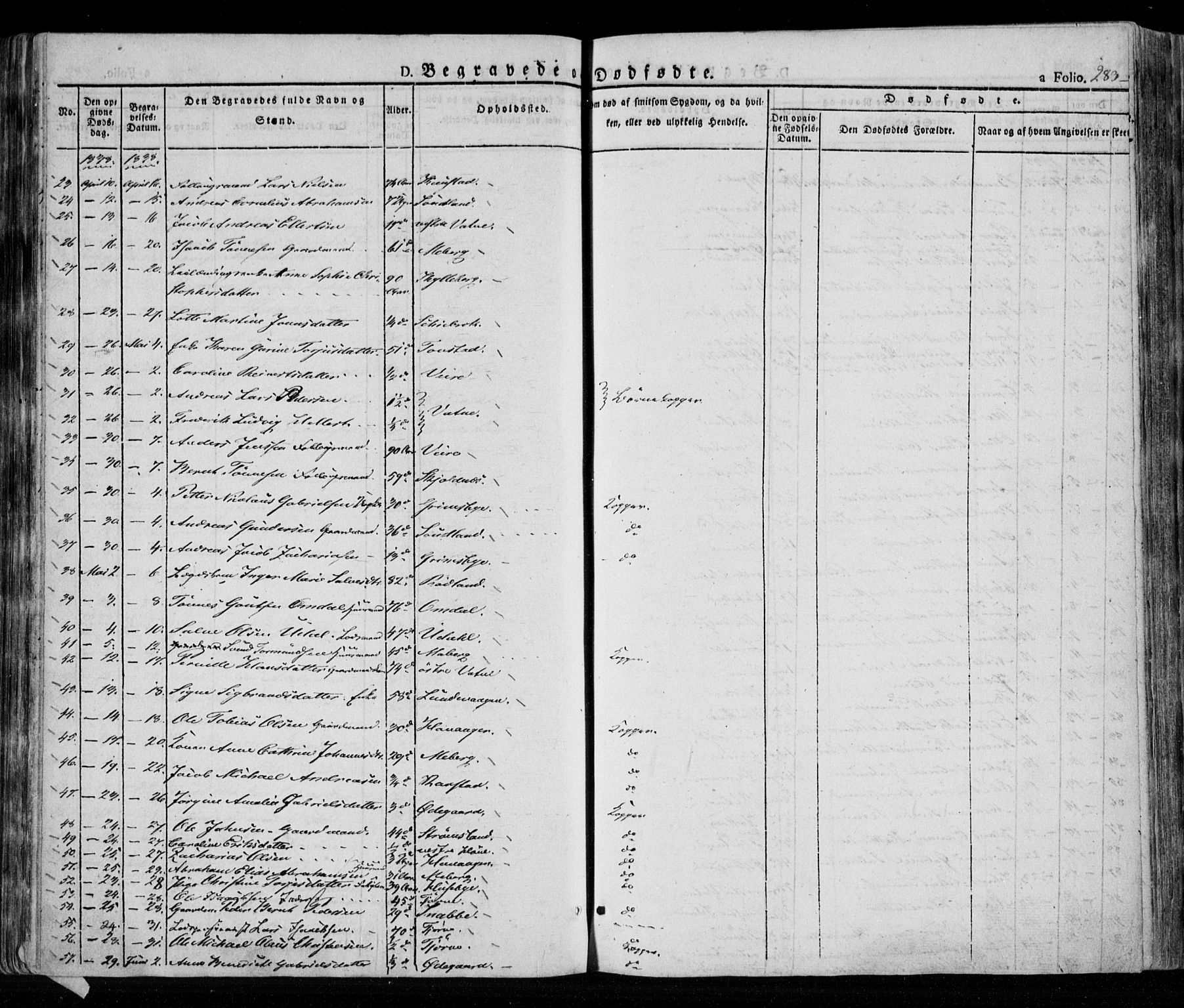 Lista sokneprestkontor, AV/SAK-1111-0027/F/Fa/L0009: Parish register (official) no. A 9, 1835-1846, p. 283