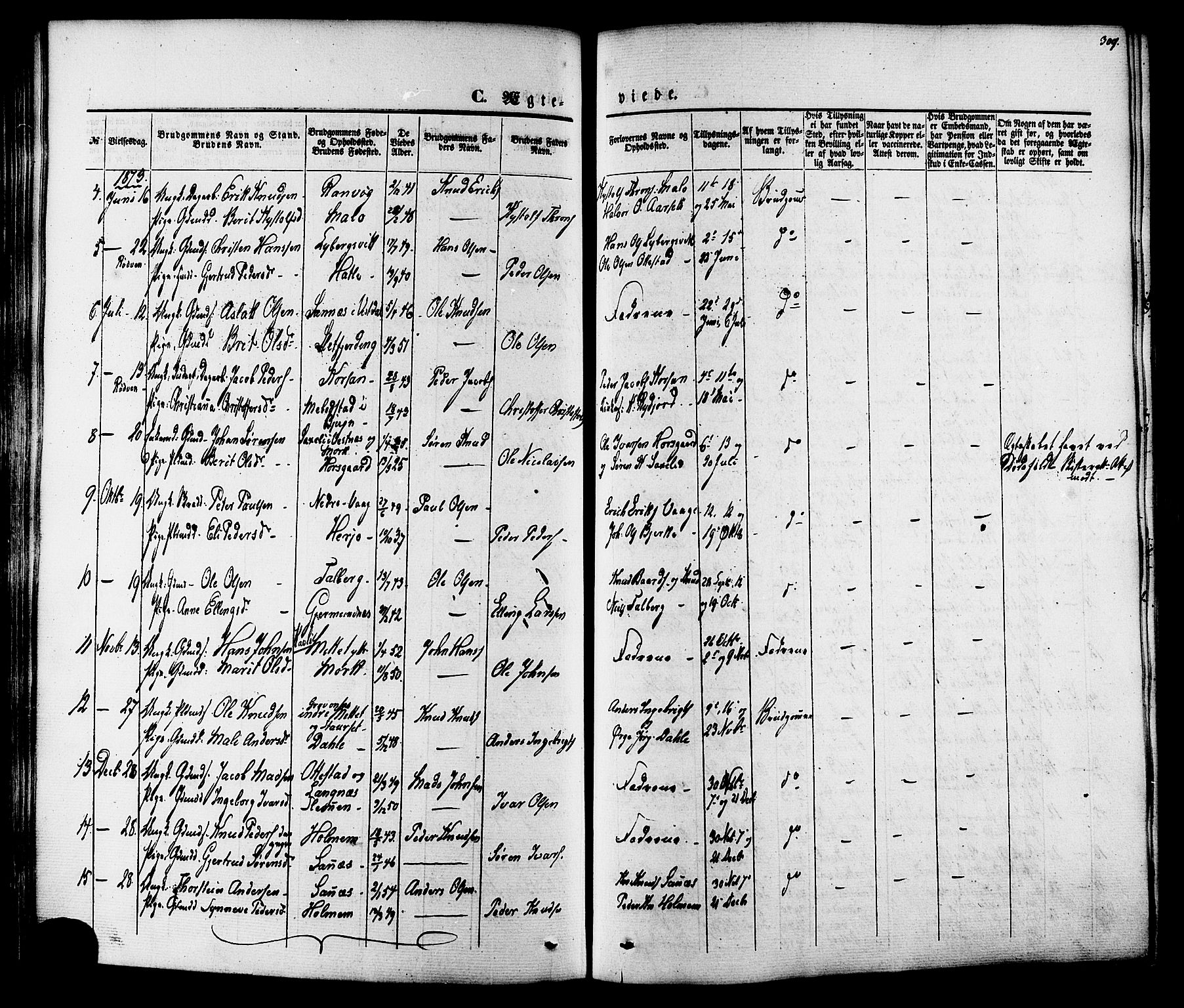 Ministerialprotokoller, klokkerbøker og fødselsregistre - Møre og Romsdal, AV/SAT-A-1454/547/L0603: Parish register (official) no. 547A05, 1846-1877, p. 309