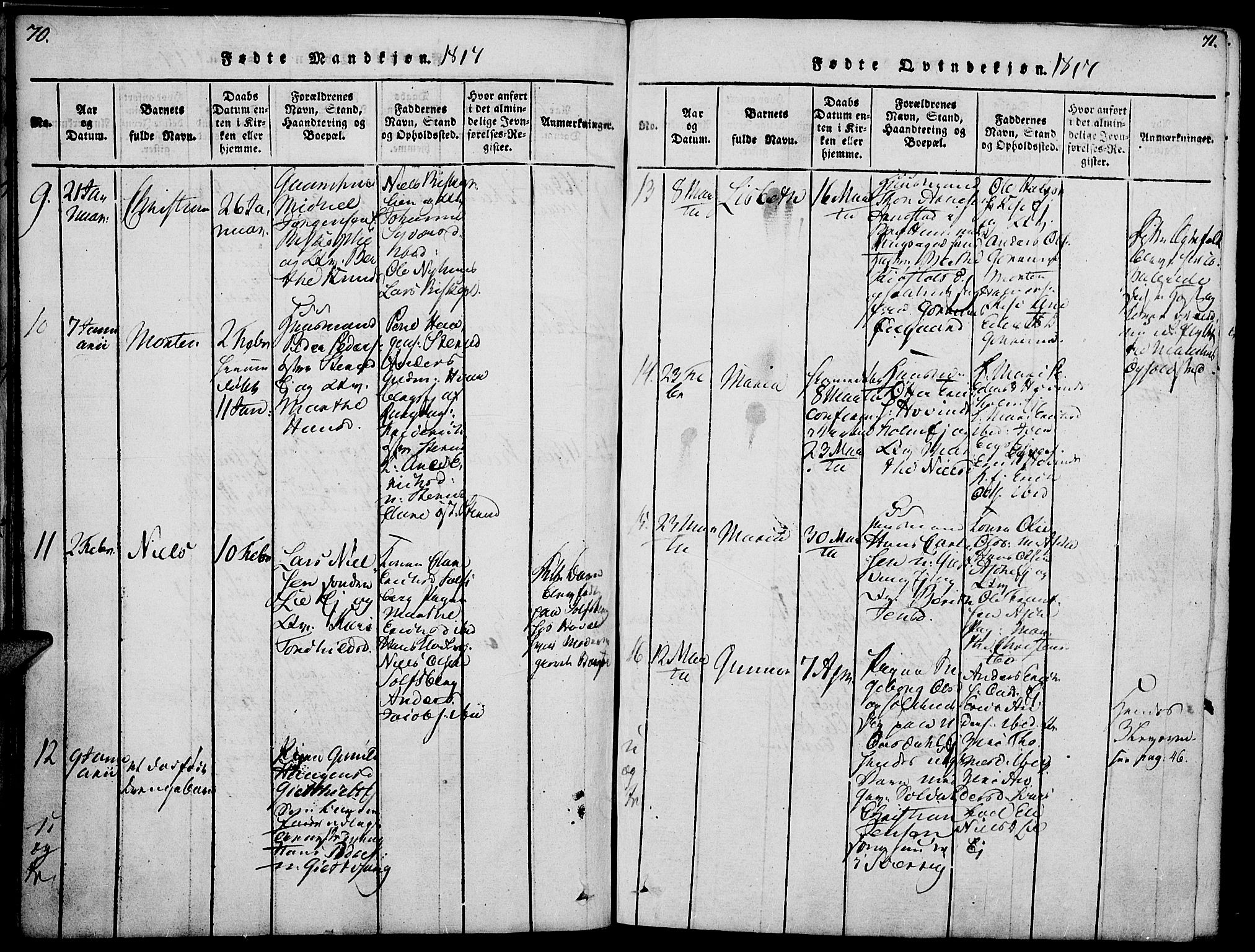 Nes prestekontor, Hedmark, AV/SAH-PREST-020/K/Ka/L0002: Parish register (official) no. 2, 1813-1827, p. 70-71