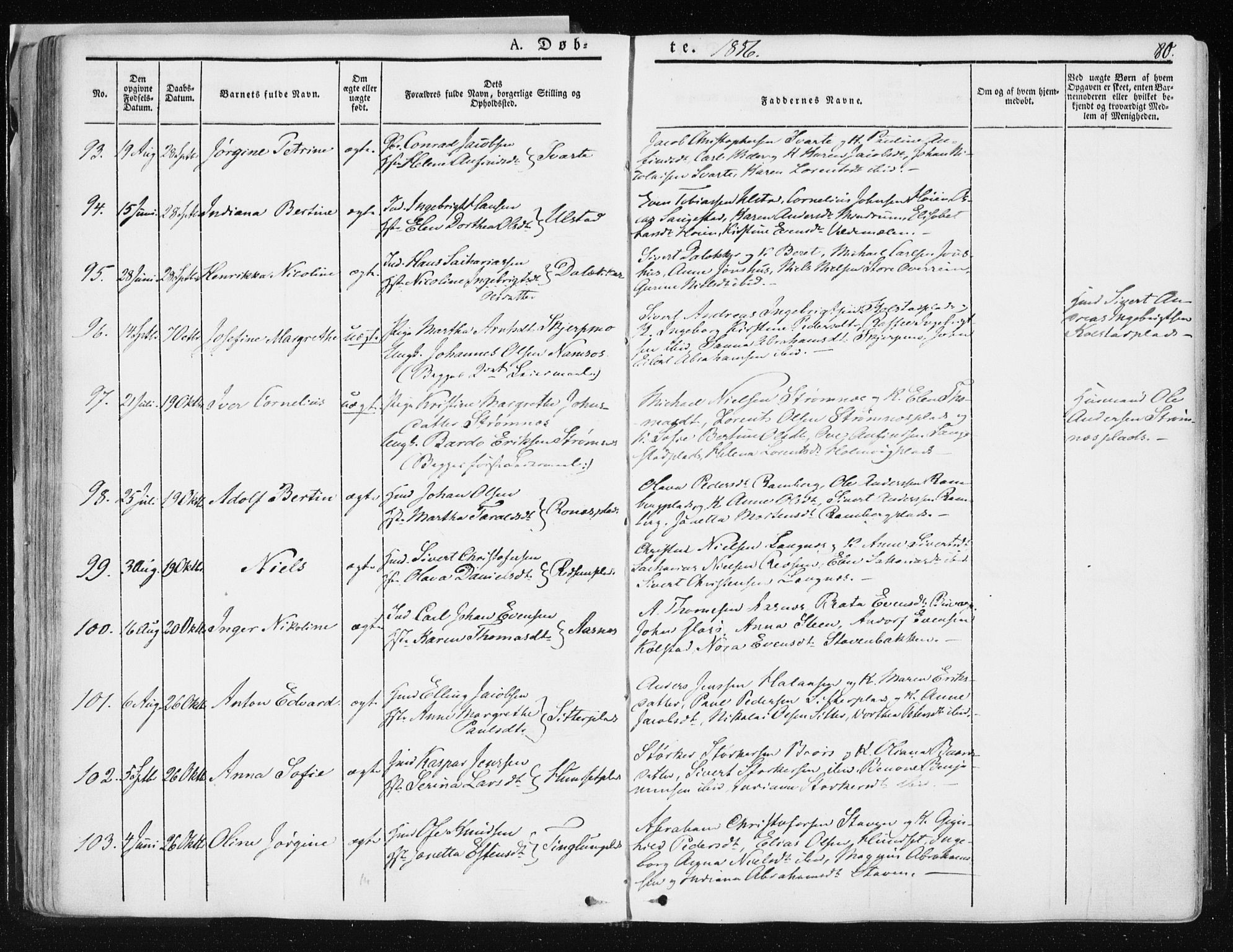 Ministerialprotokoller, klokkerbøker og fødselsregistre - Nord-Trøndelag, AV/SAT-A-1458/741/L0393: Parish register (official) no. 741A07, 1849-1863, p. 80