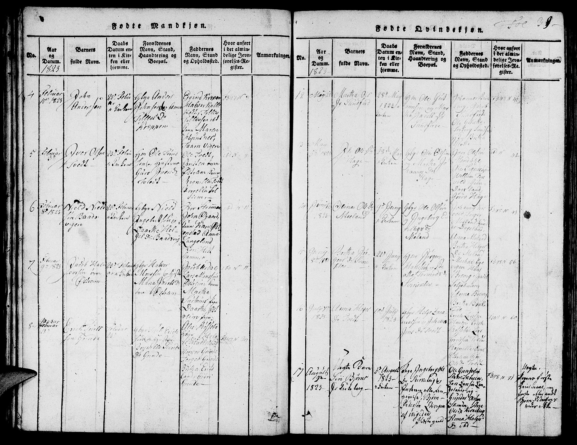 Skjold sokneprestkontor, AV/SAST-A-101847/H/Ha/Hab/L0001: Parish register (copy) no. B 1, 1815-1835, p. 39