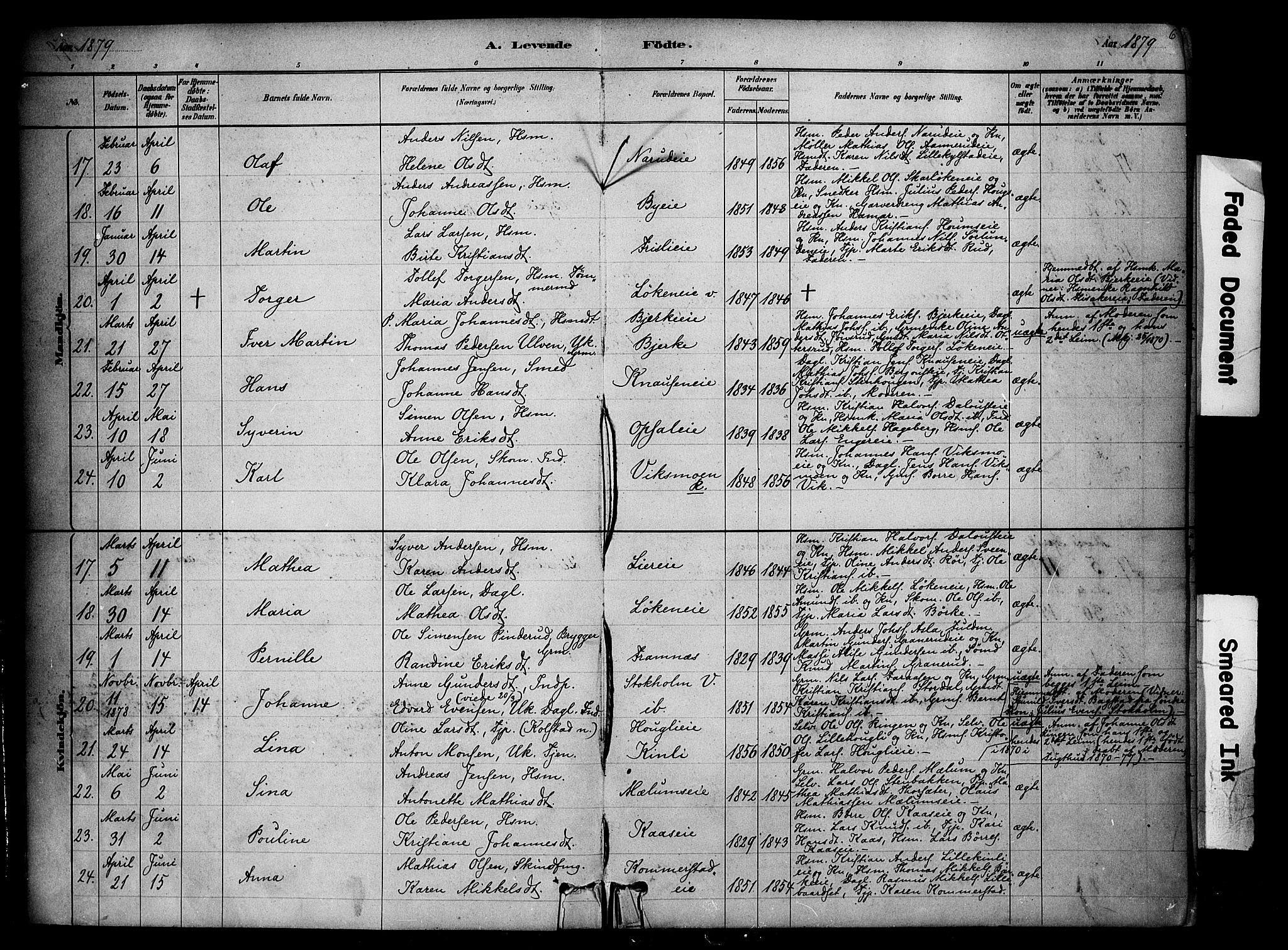Ringsaker prestekontor, SAH/PREST-014/K/Ka/L0014: Parish register (official) no. 14, 1879-1890, p. 6