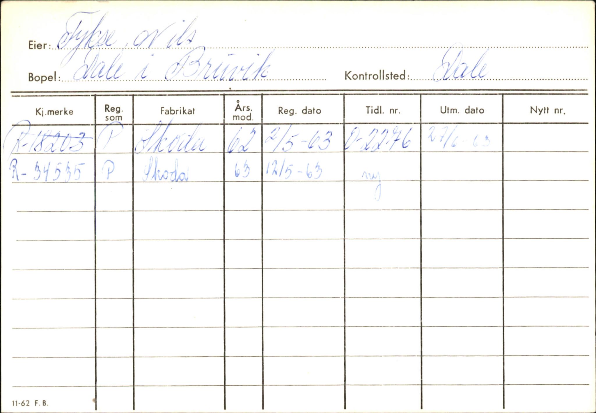 Statens vegvesen, Hordaland vegkontor, AV/SAB-A-5201/2/Ha/L0015: R-eierkort F-G, 1920-1971, p. 7