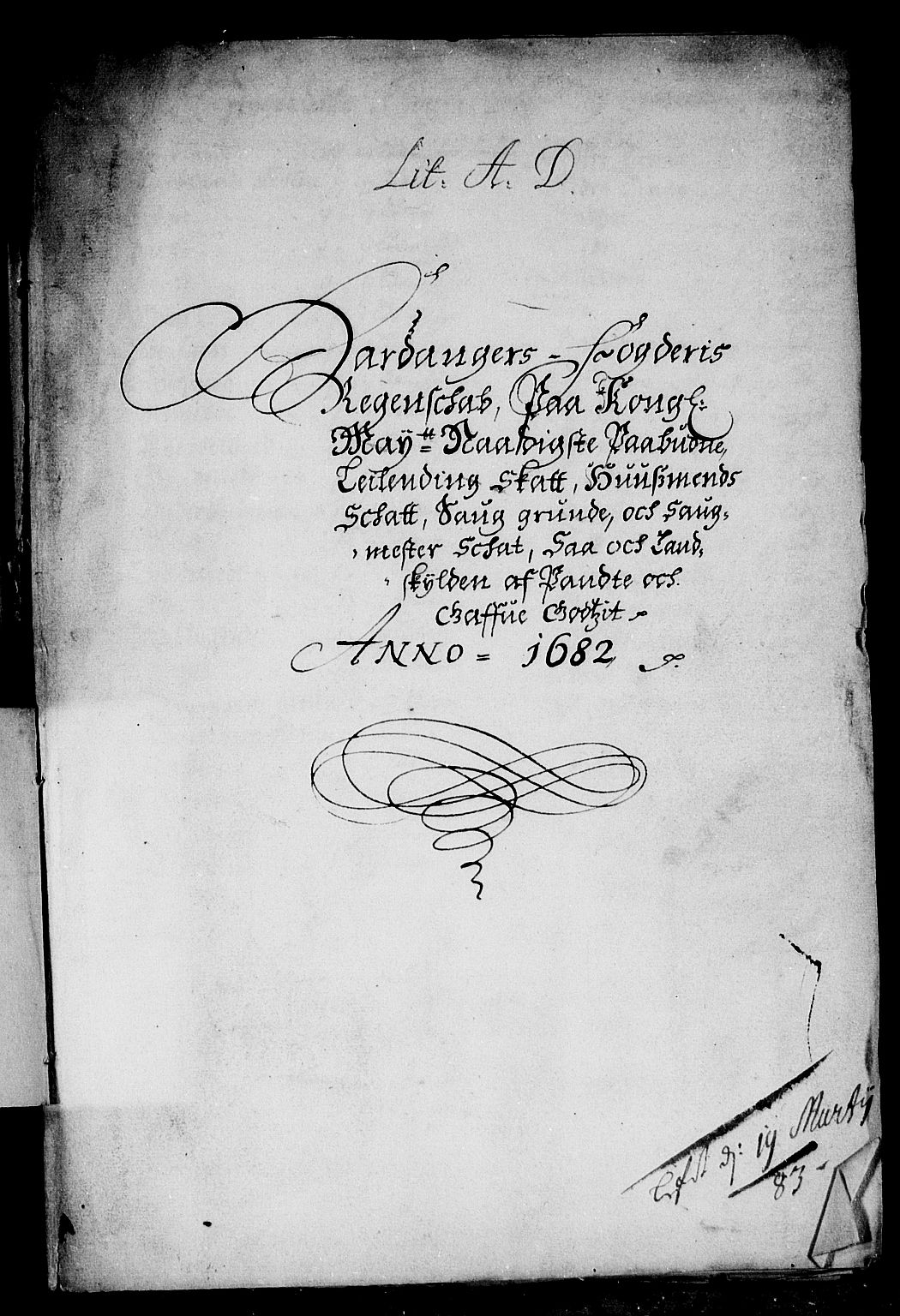 Rentekammeret inntil 1814, Reviderte regnskaper, Stiftamtstueregnskaper, Bergen stiftamt, AV/RA-EA-6043/R/Rc/L0064: Bergen stiftamt, 1682