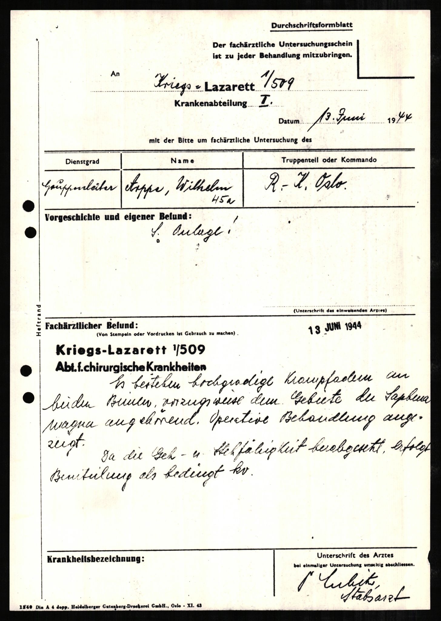 Forsvaret, Forsvarets overkommando II, AV/RA-RAFA-3915/D/Db/L0001: CI Questionaires. Tyske okkupasjonsstyrker i Norge. Tyskere., 1945-1946, p. 400