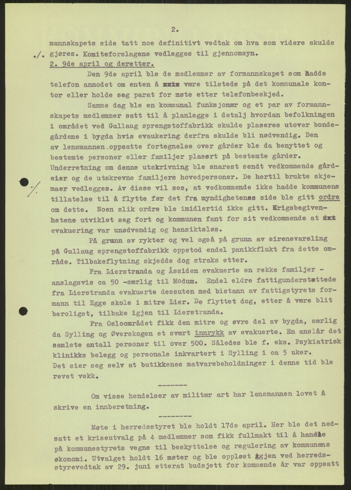 Forsvaret, Forsvarets krigshistoriske avdeling, AV/RA-RAFA-2017/Y/Ya/L0014: II-C-11-31 - Fylkesmenn.  Rapporter om krigsbegivenhetene 1940., 1940, p. 414