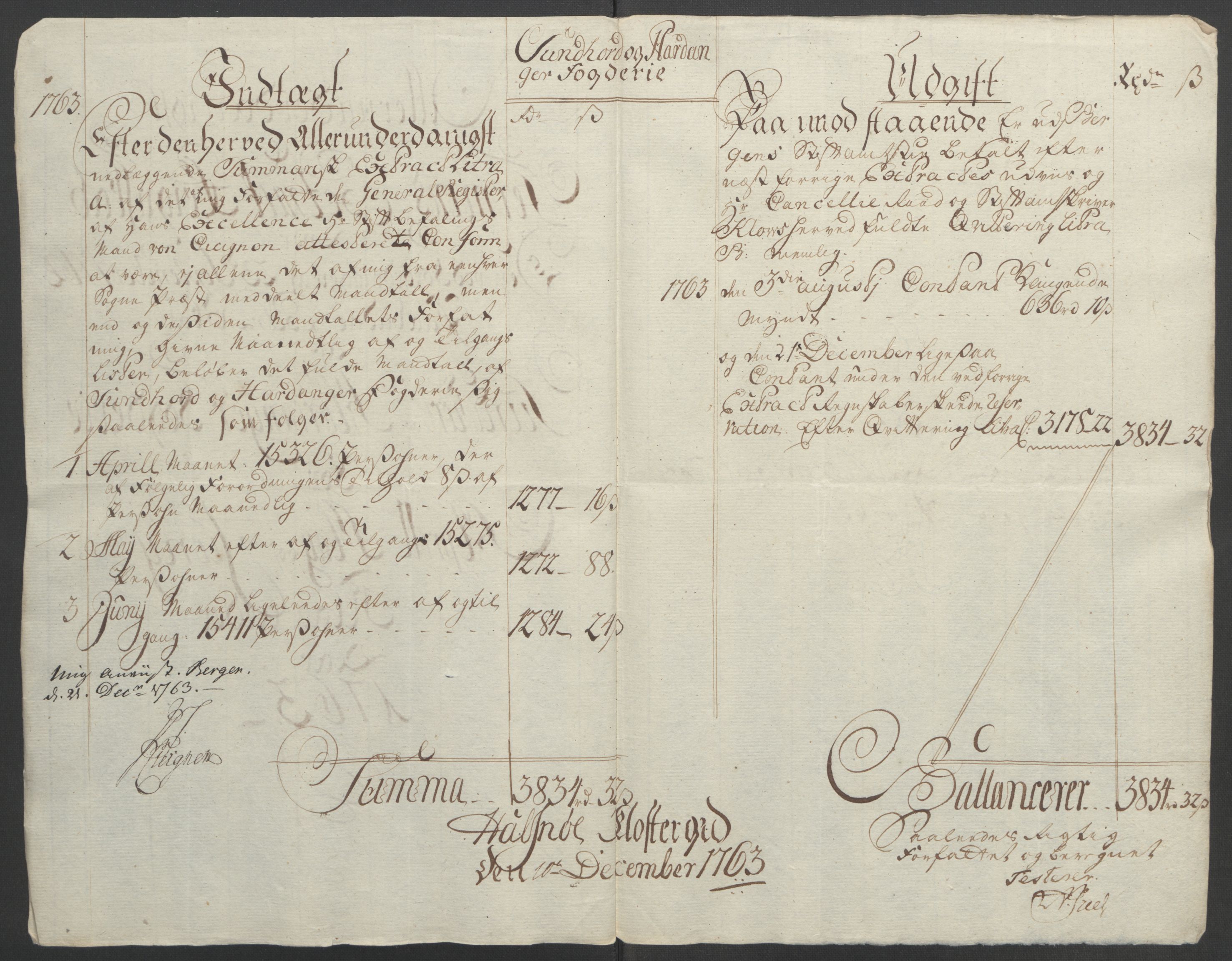 Rentekammeret inntil 1814, Reviderte regnskaper, Fogderegnskap, AV/RA-EA-4092/R48/L3136: Ekstraskatten Sunnhordland og Hardanger, 1762-1772, p. 27