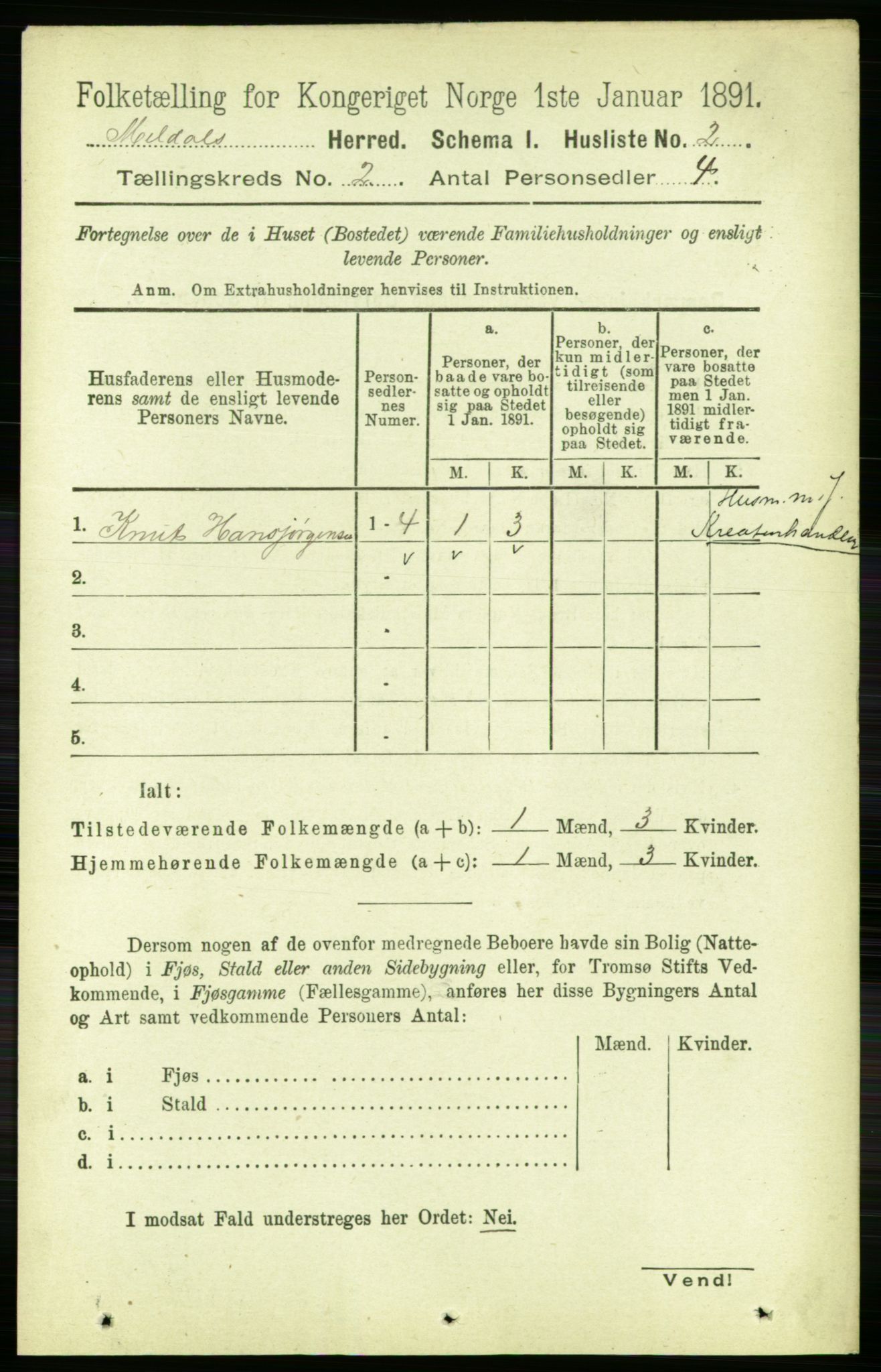 RA, 1891 census for 1636 Meldal, 1891, p. 949