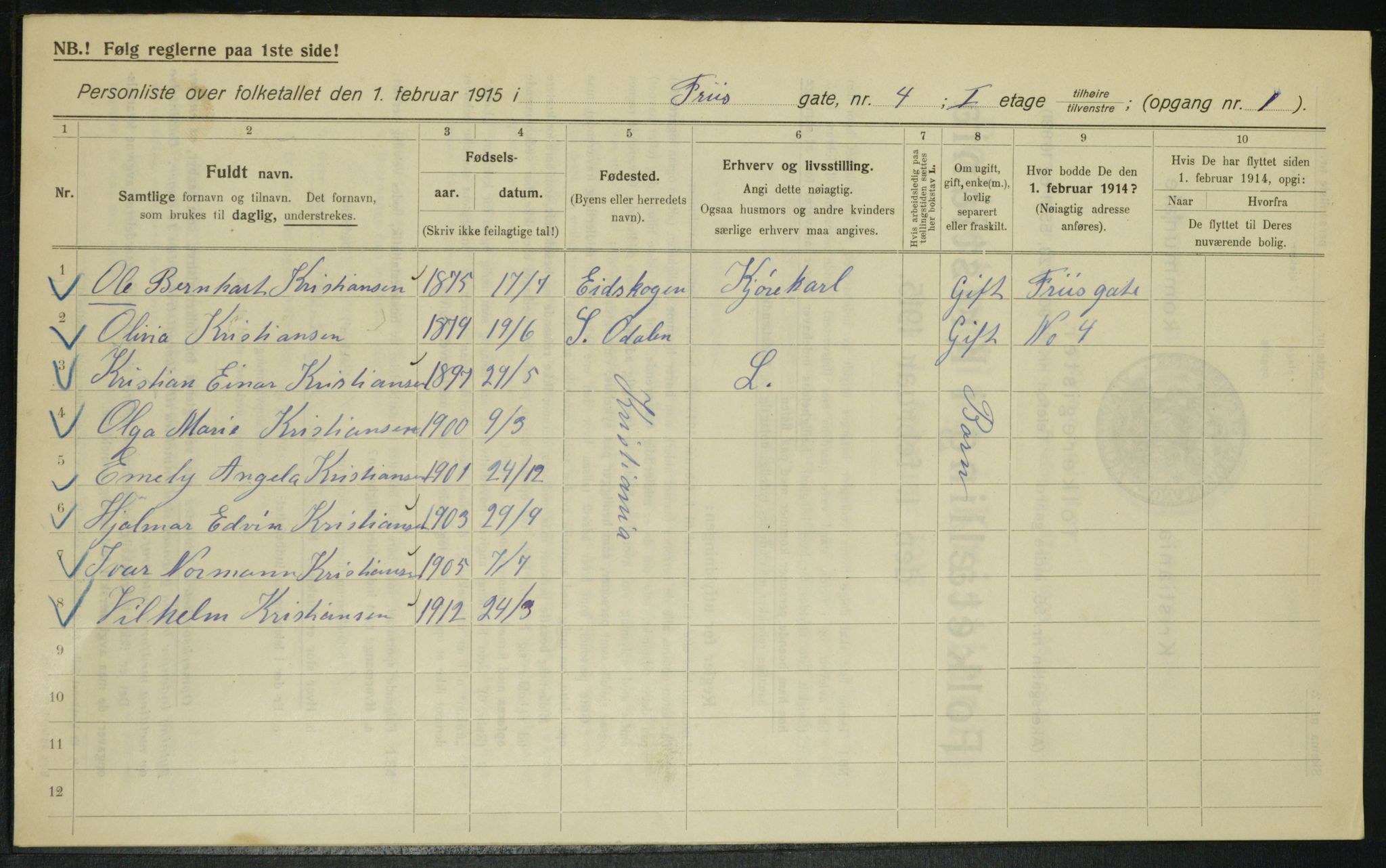 OBA, Municipal Census 1915 for Kristiania, 1915, p. 26521