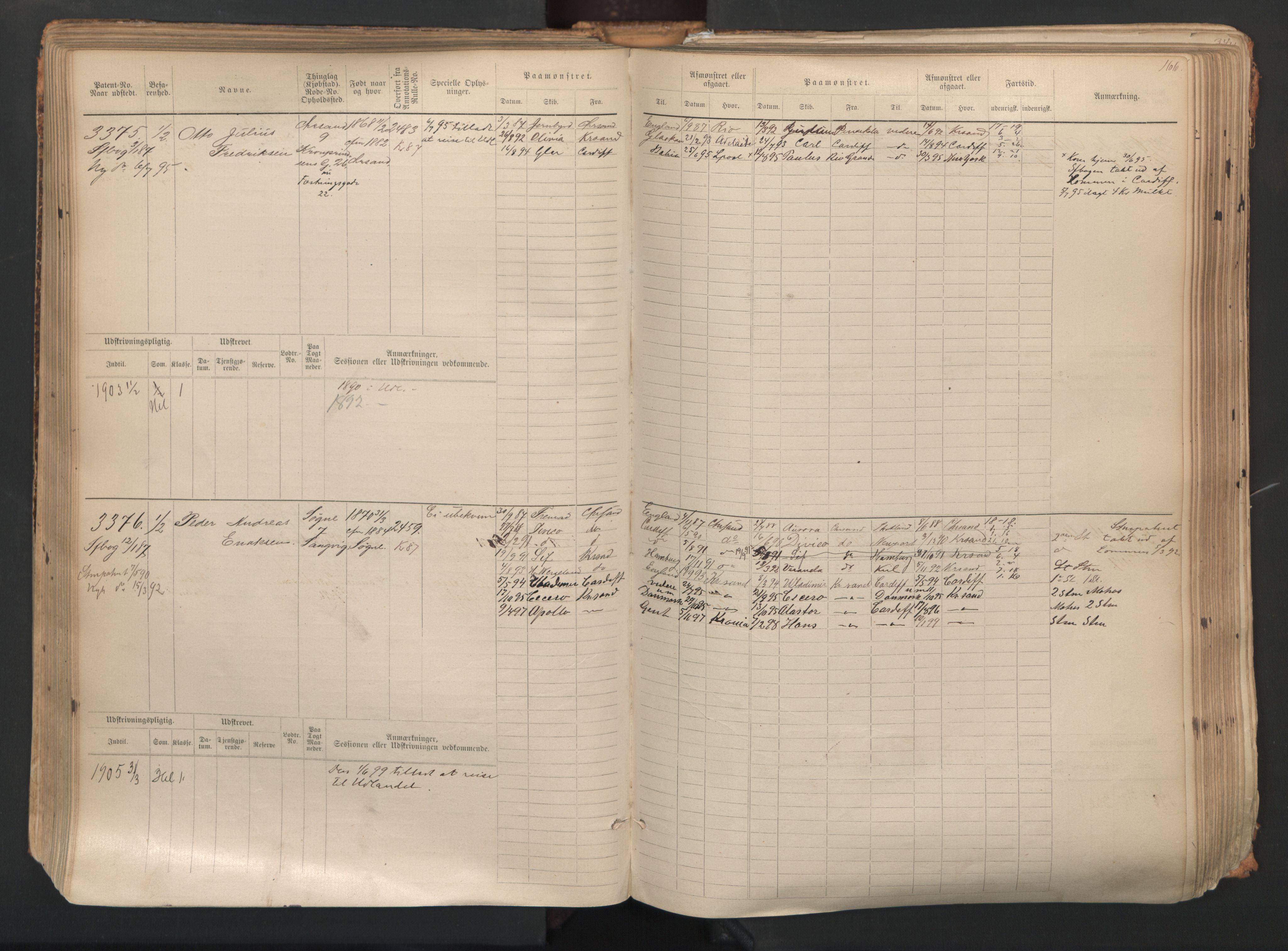 Kristiansand mønstringskrets, AV/SAK-2031-0015/F/Fb/L0007: Hovedrulle nr 3049-3810, I-14, 1883-1940, p. 168