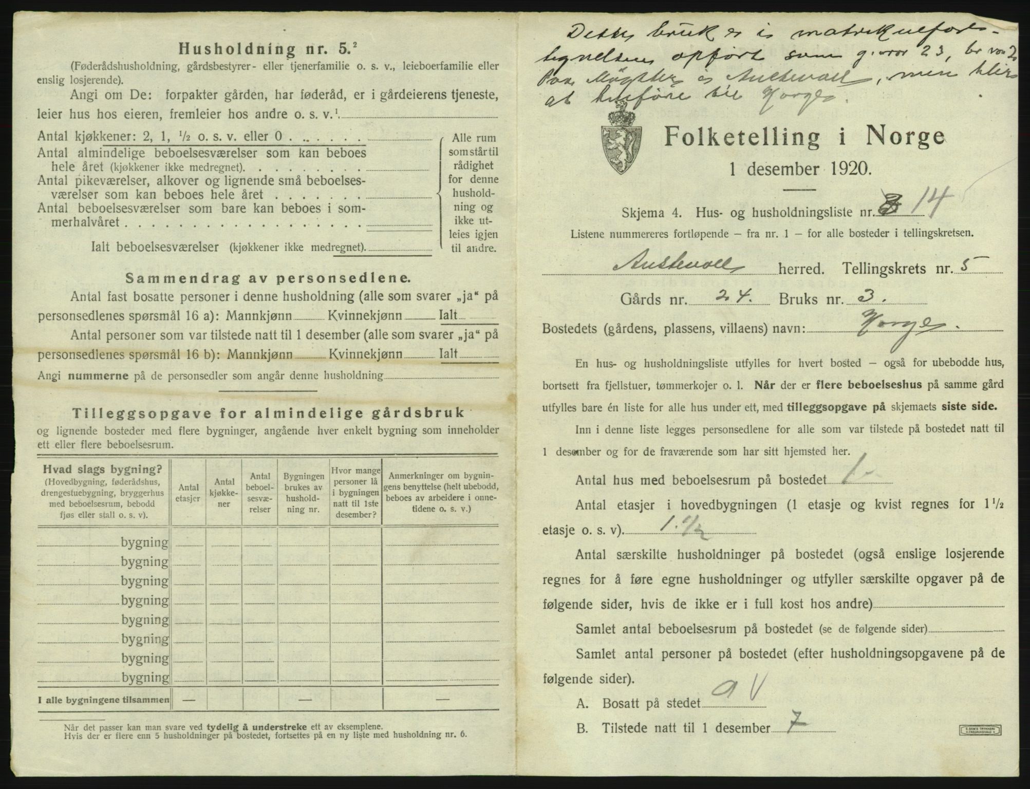 SAB, 1920 census for Austevoll, 1920, p. 369