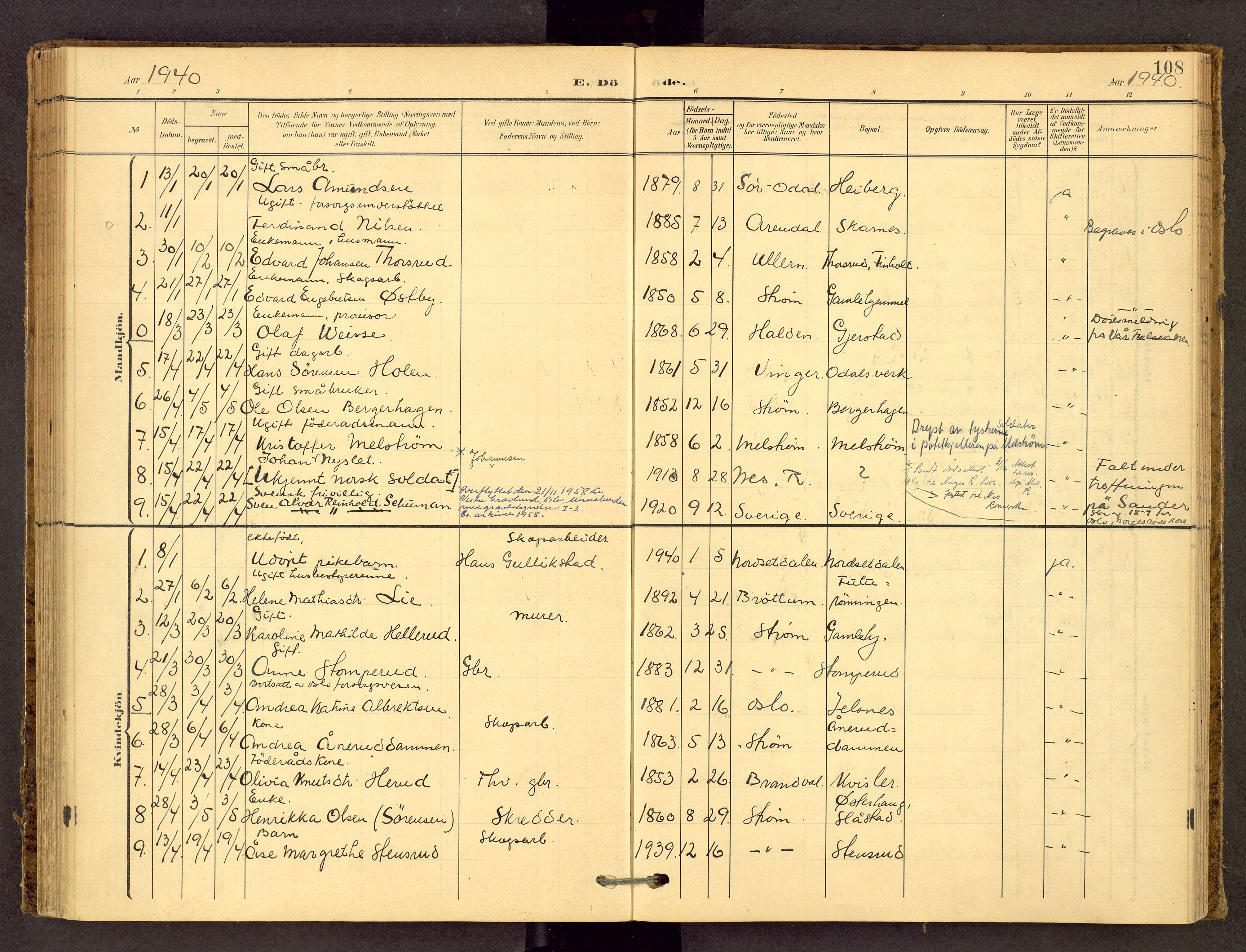 Sør-Odal prestekontor, AV/SAH-PREST-030/H/Ha/Haa/L0010: Parish register (official) no. 10, 1907-1968, p. 108