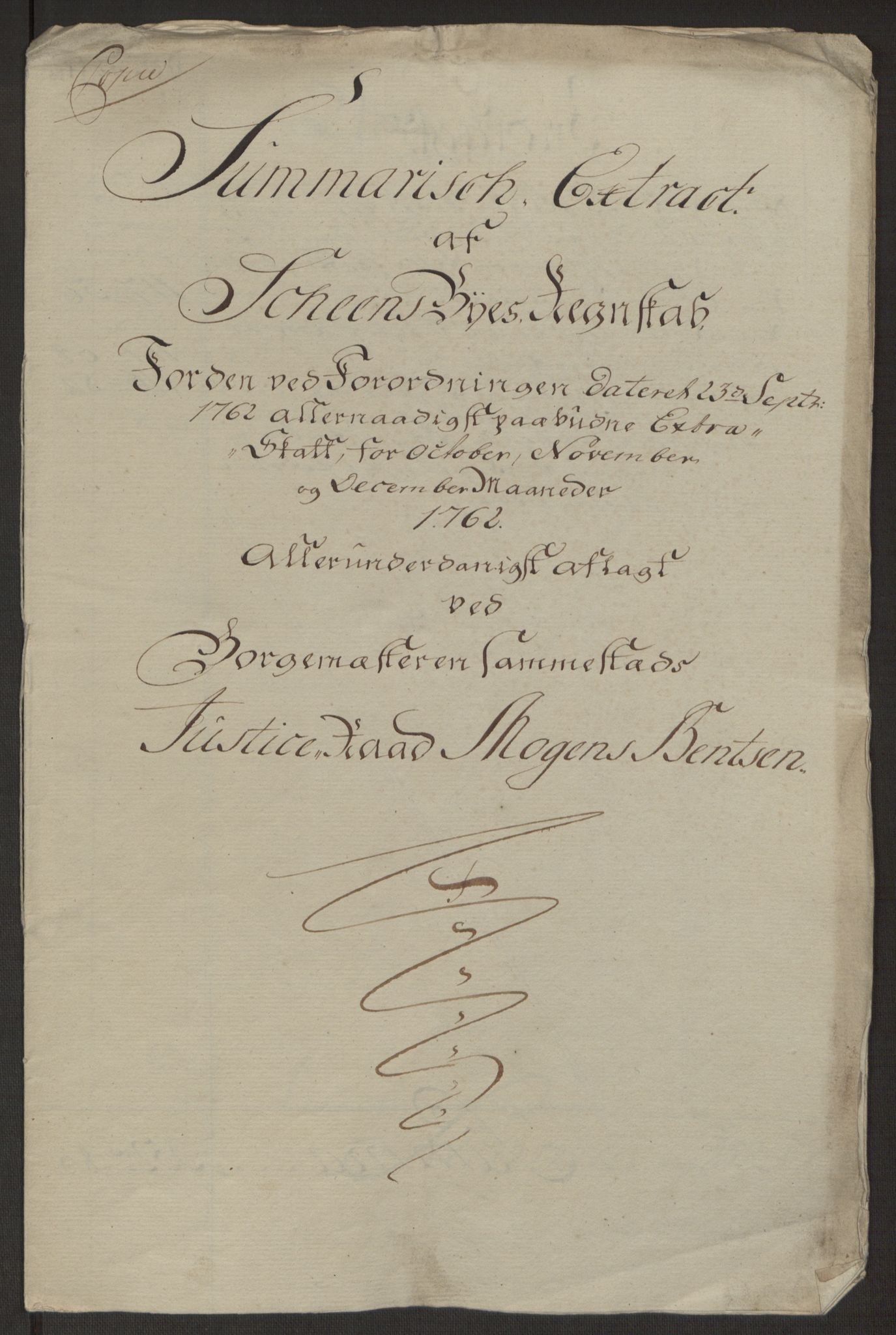 Rentekammeret inntil 1814, Reviderte regnskaper, Byregnskaper, AV/RA-EA-4066/R/Rj/L0198/0001: [J4] Kontribusjonsregnskap / Ekstraskatt, 1762-1768, p. 7