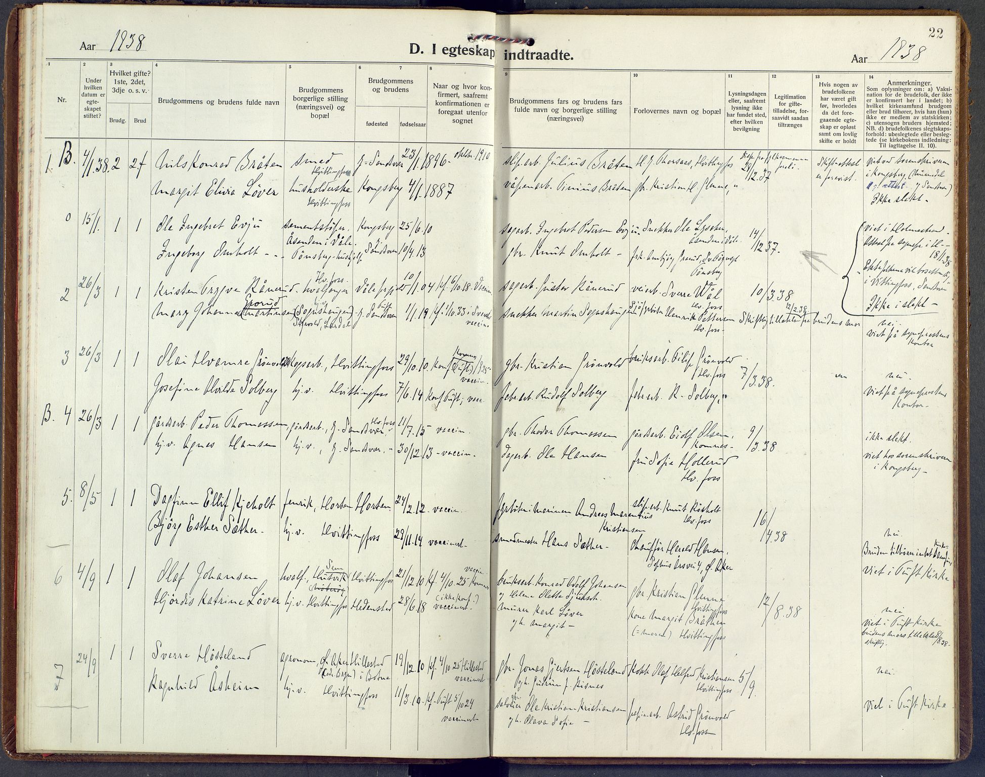 Sandsvær kirkebøker, SAKO/A-244/F/Fc/L0002: Parish register (official) no. III 2, 1920-1959, p. 22