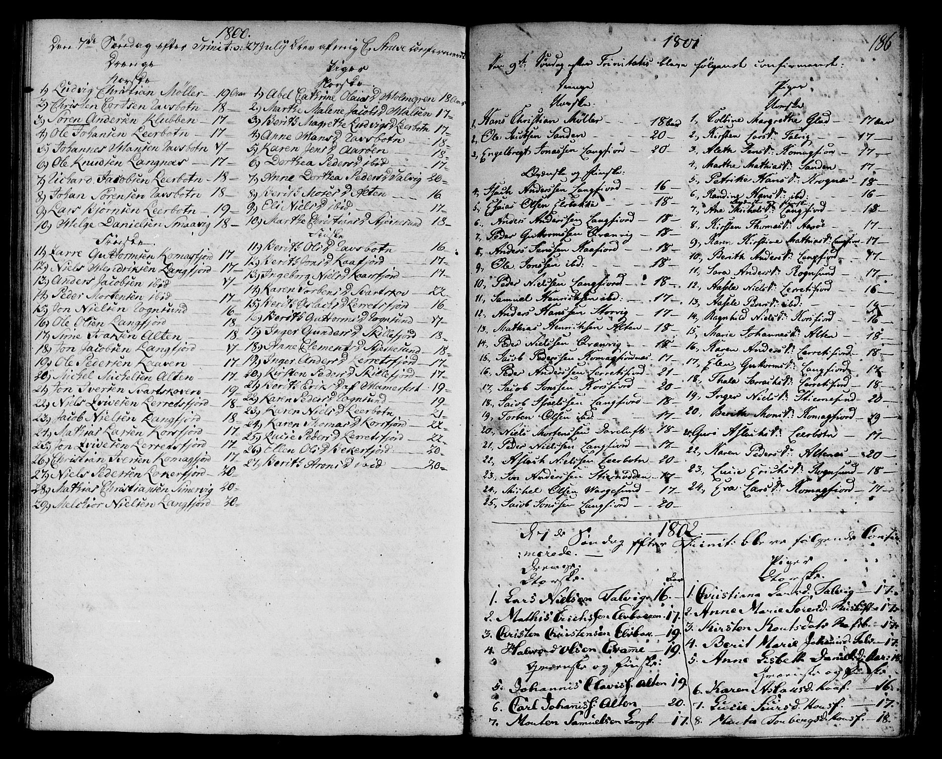 Talvik sokneprestkontor, SATØ/S-1337/H/Ha/L0006kirke: Parish register (official) no. 6, 1799-1812, p. 186