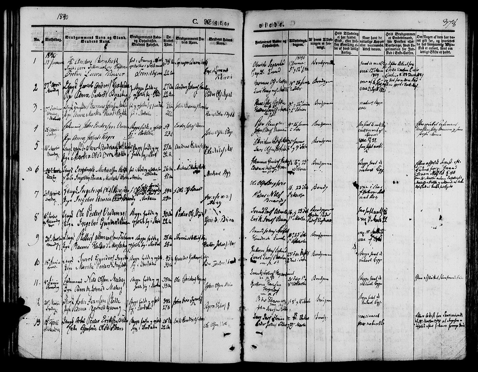 Ministerialprotokoller, klokkerbøker og fødselsregistre - Nord-Trøndelag, AV/SAT-A-1458/709/L0072: Parish register (official) no. 709A12, 1833-1844, p. 378