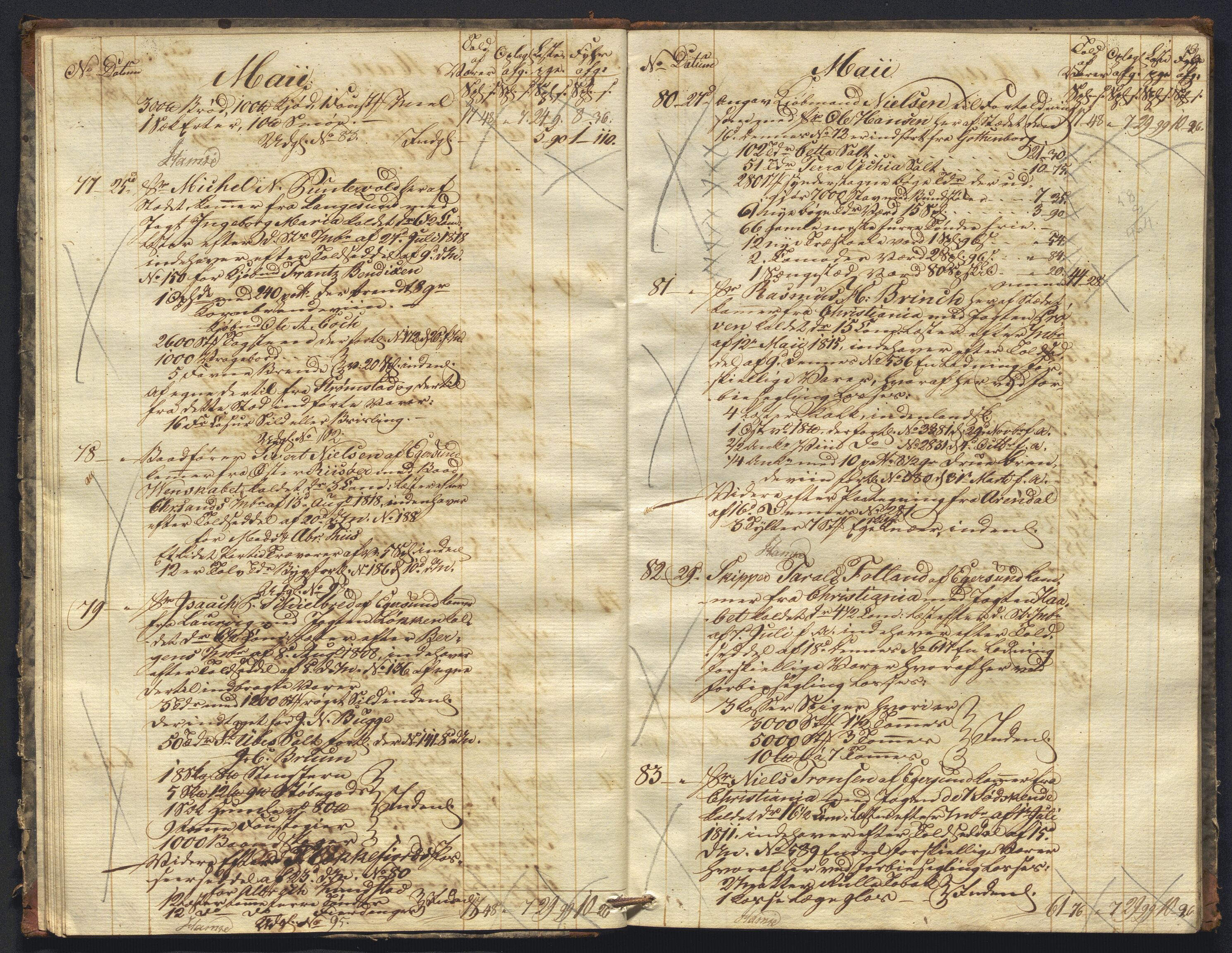 Revisjonsdepartementet, 2. revisjonskontor, AV/RA-S-1115/E/E010/L0060: Egersund: Tollbok, 1820, p. 12b-13a