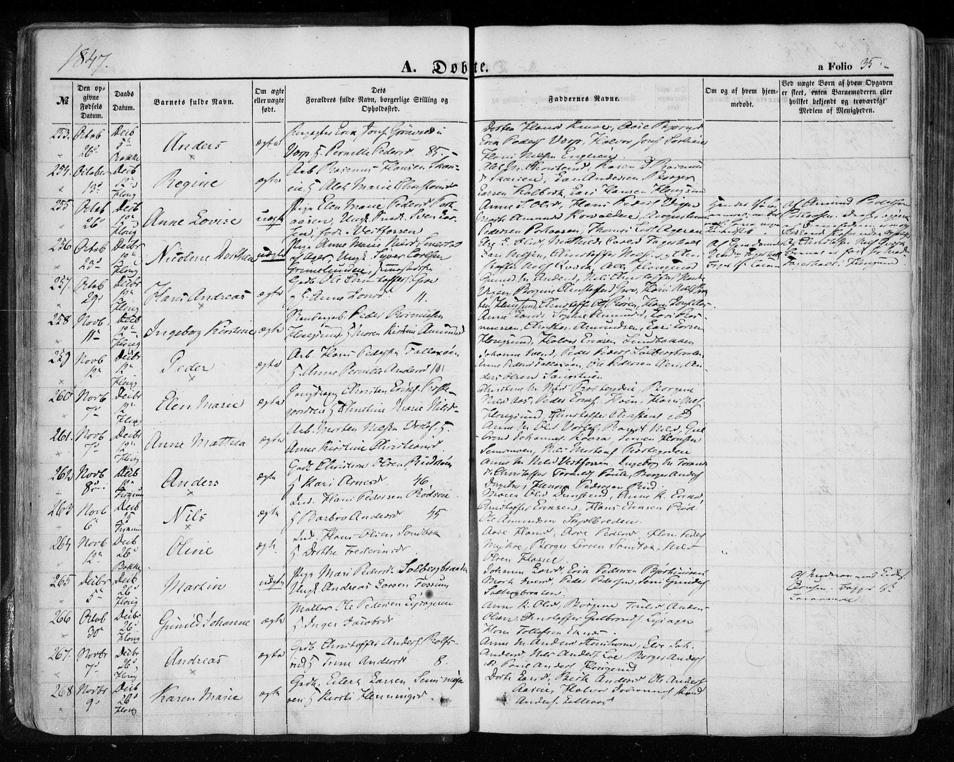 Eiker kirkebøker, AV/SAKO-A-4/F/Fa/L0014: Parish register (official) no. I 14, 1846-1854, p. 35