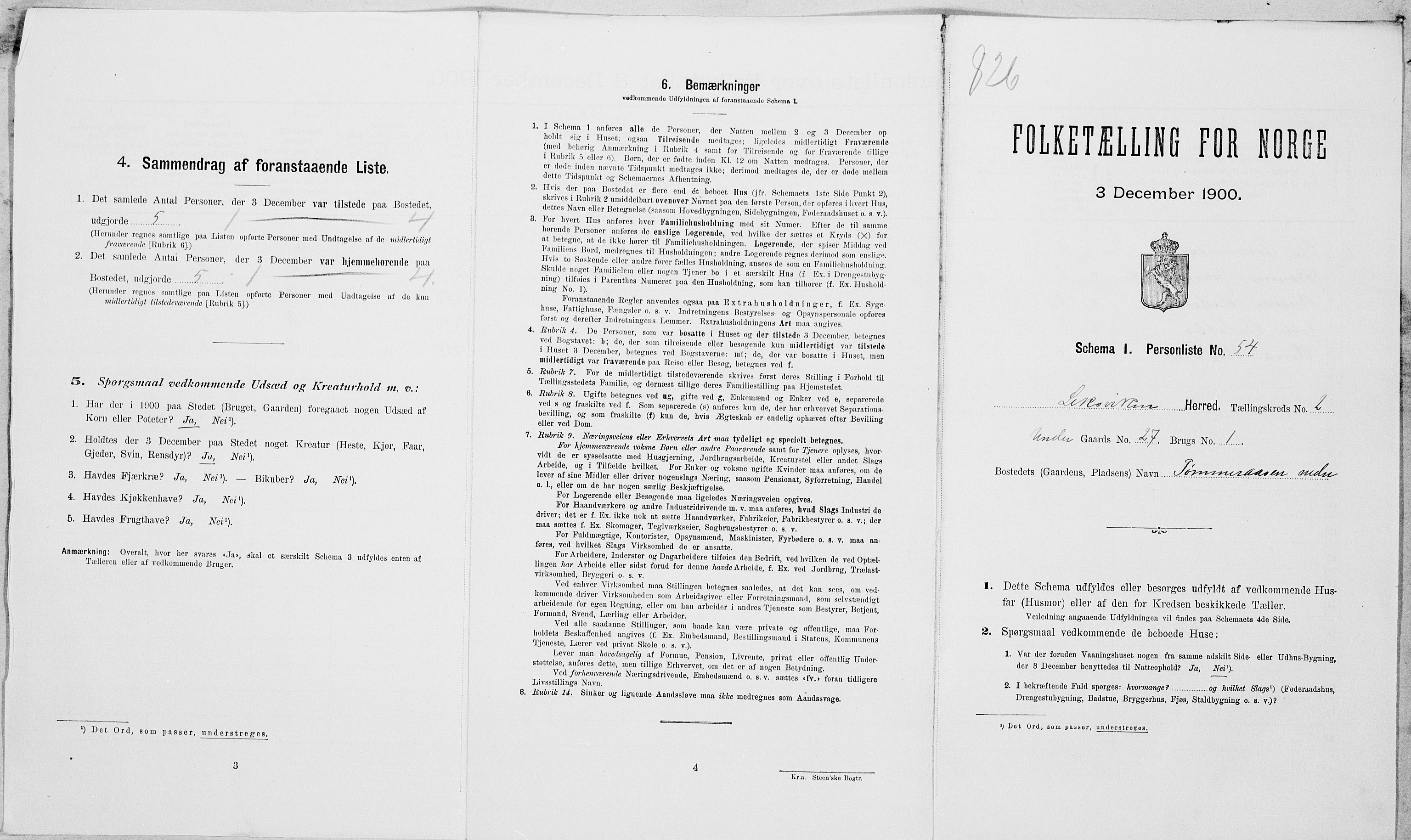 SAT, 1900 census for Leksvik, 1900, p. 266