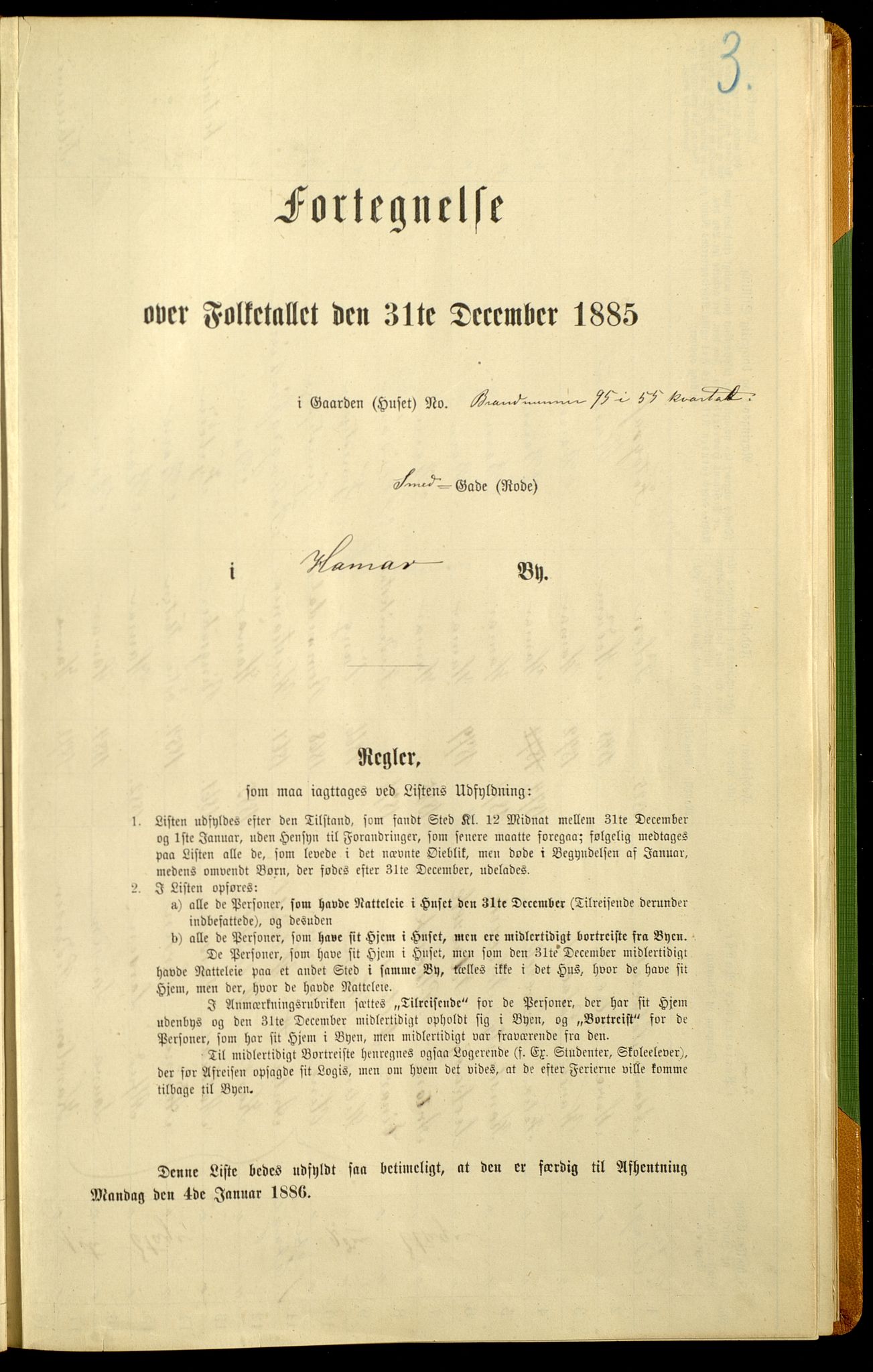 SAH, 1885 census for 0401 Hamar, 1885, p. 13