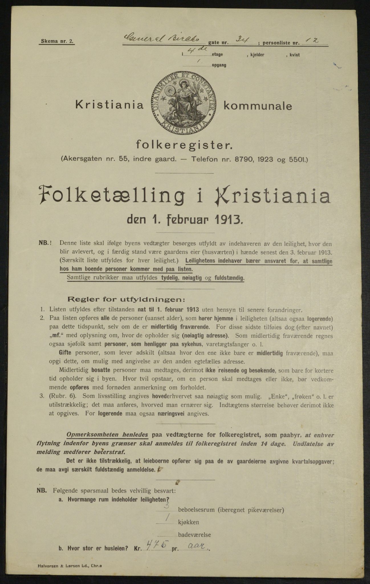 OBA, Municipal Census 1913 for Kristiania, 1913, p. 29261