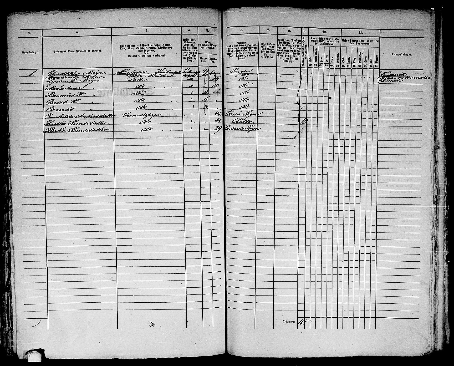 RA, 1865 census for Bergen, 1865, p. 4329