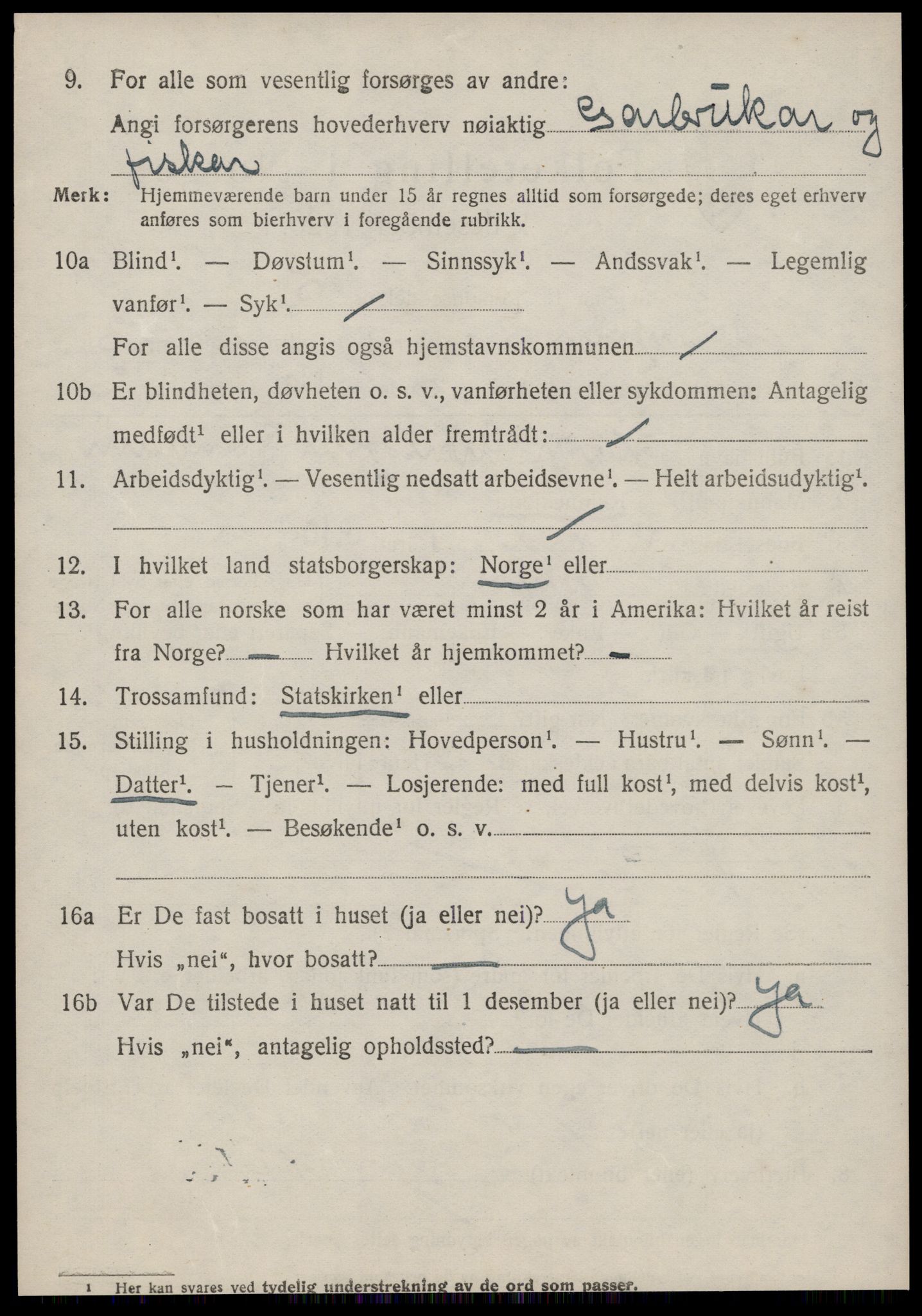 SAT, 1920 census for Vanylven, 1920, p. 1838