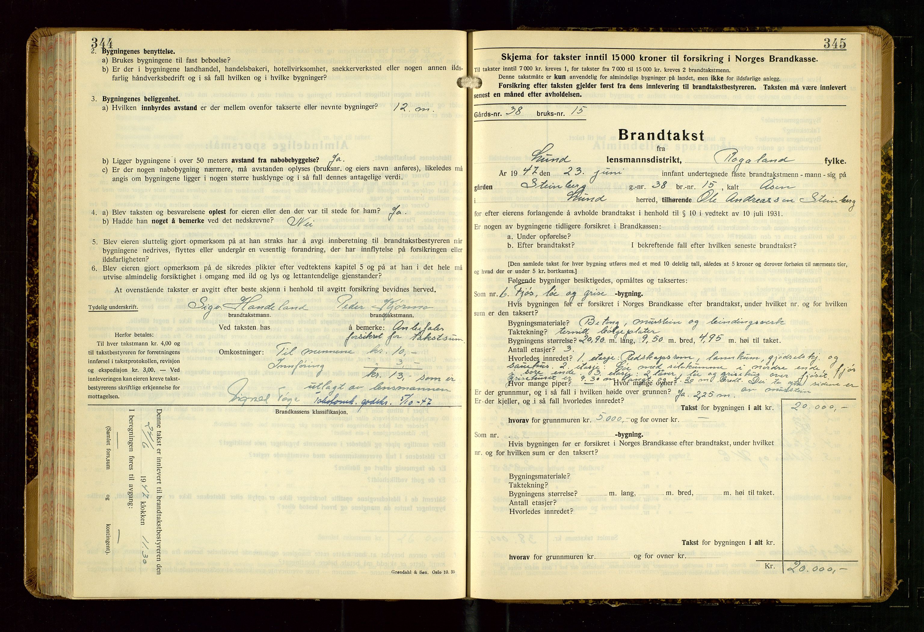 Lund lensmannskontor, AV/SAST-A-100303/Gob/L0006: "Brandtakstprotokoll", 1938-1951, p. 344-345