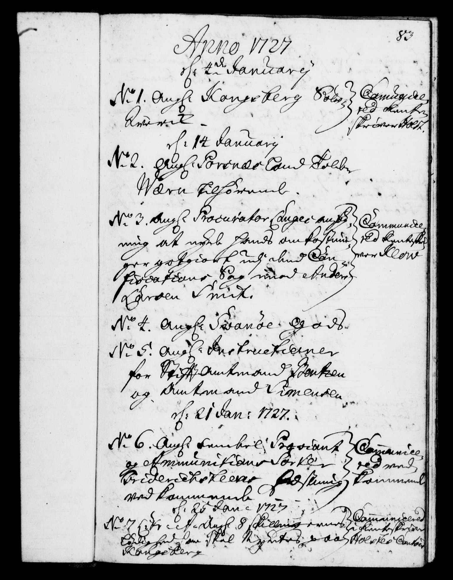 Rentekammeret, Kammerkanselliet, RA/EA-3111/G/Gf/Gfb/L0002: Register til norske relasjons- og resolusjonsprotokoller (merket RK 52.97), 1724-1728, p. 83