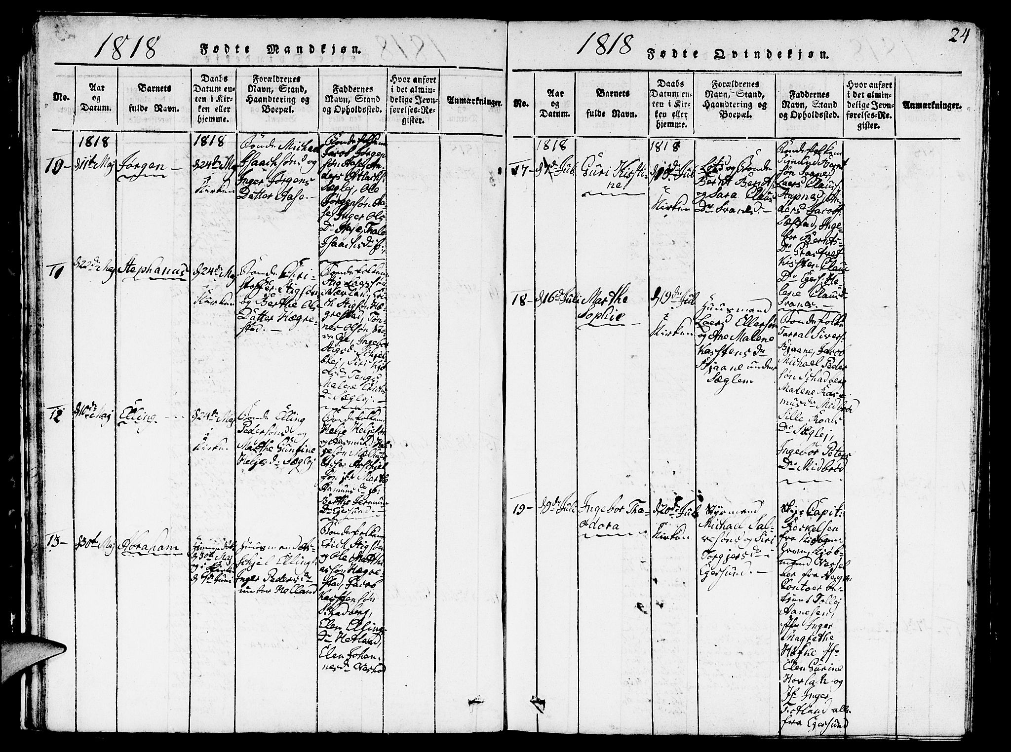 Eigersund sokneprestkontor, AV/SAST-A-101807/S09/L0001: Parish register (copy) no. B 1, 1815-1827, p. 24