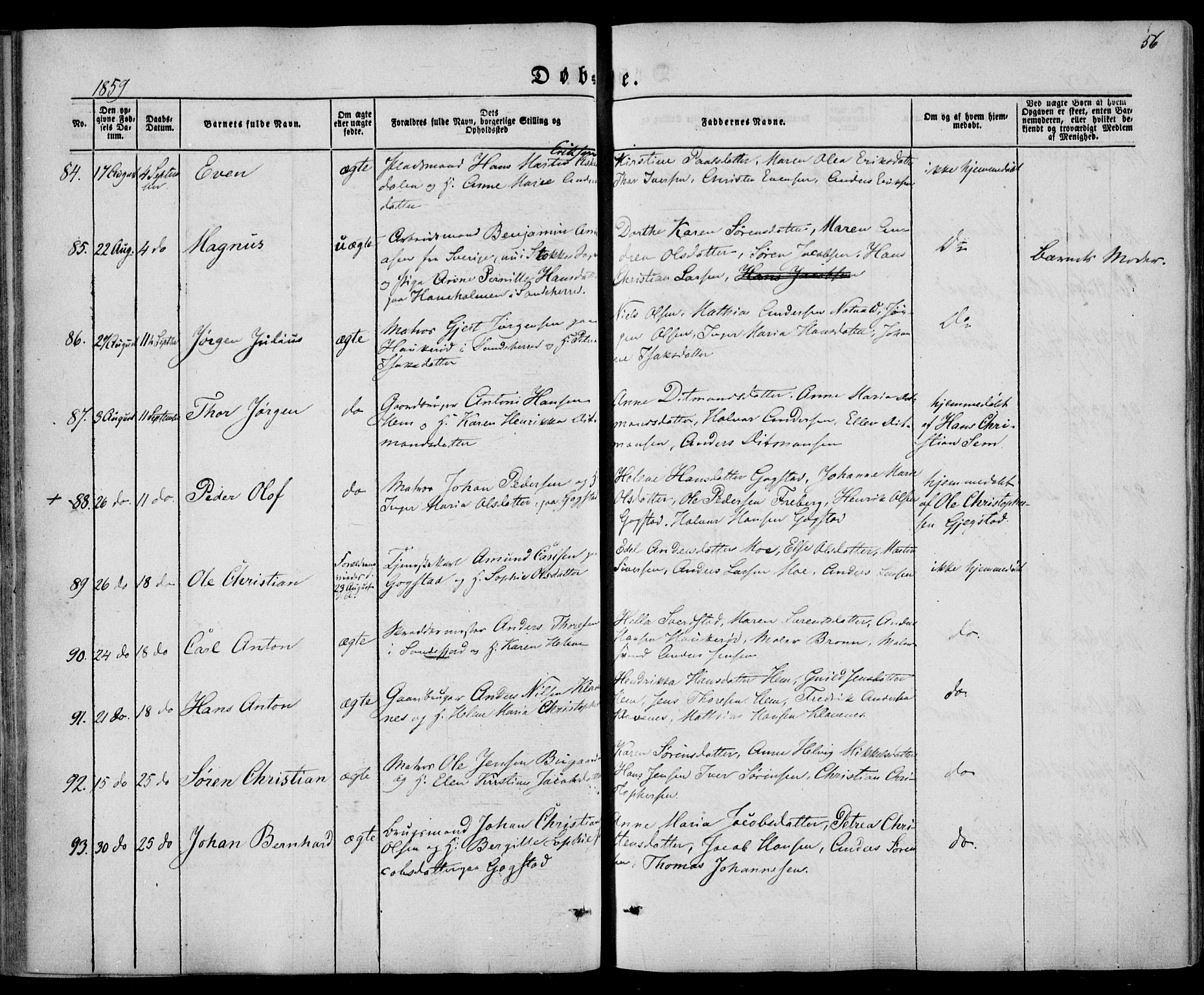 Sandar kirkebøker, AV/SAKO-A-243/F/Fa/L0007: Parish register (official) no. 7, 1855-1861, p. 56