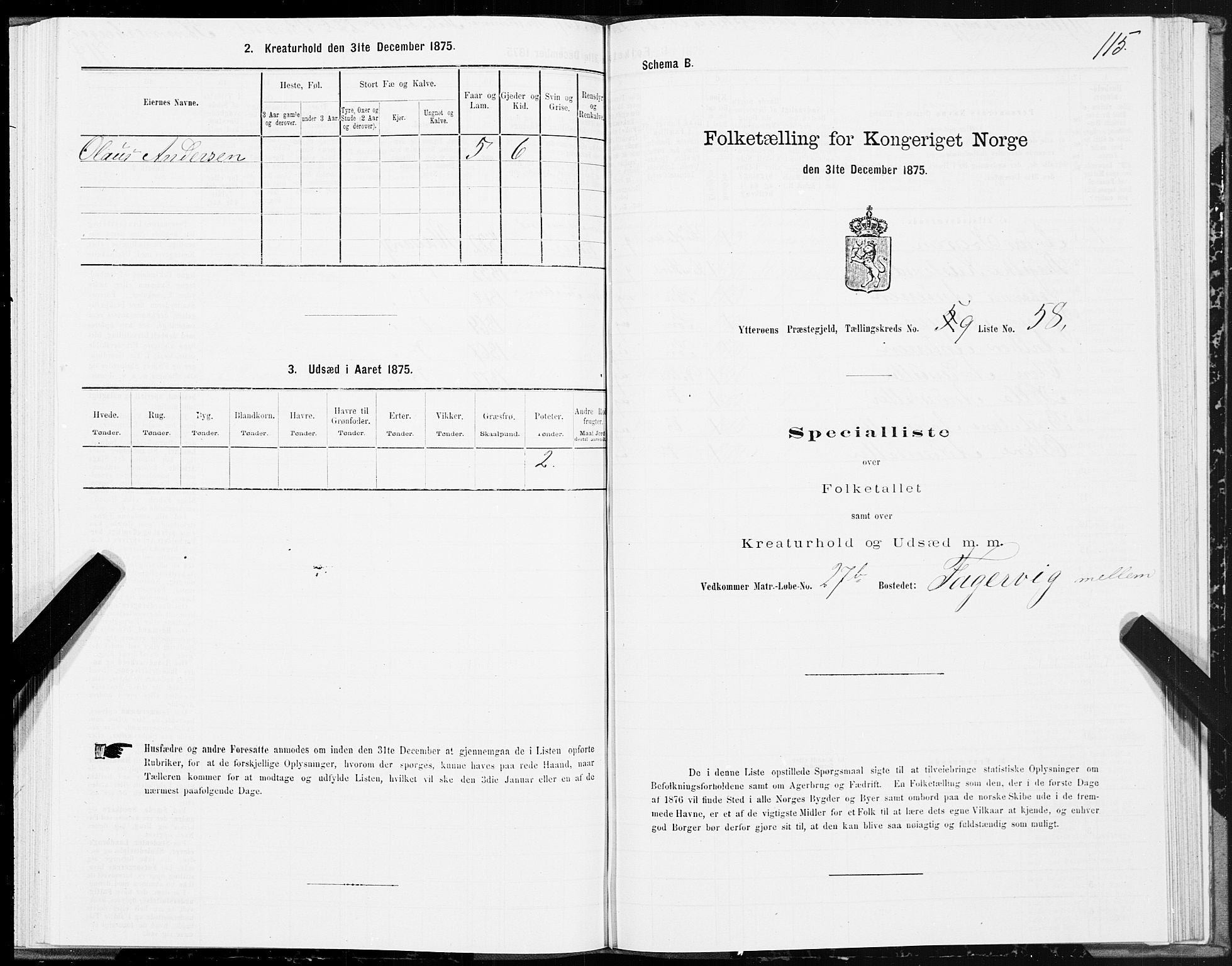 SAT, 1875 census for 1722P Ytterøy, 1875, p. 5115