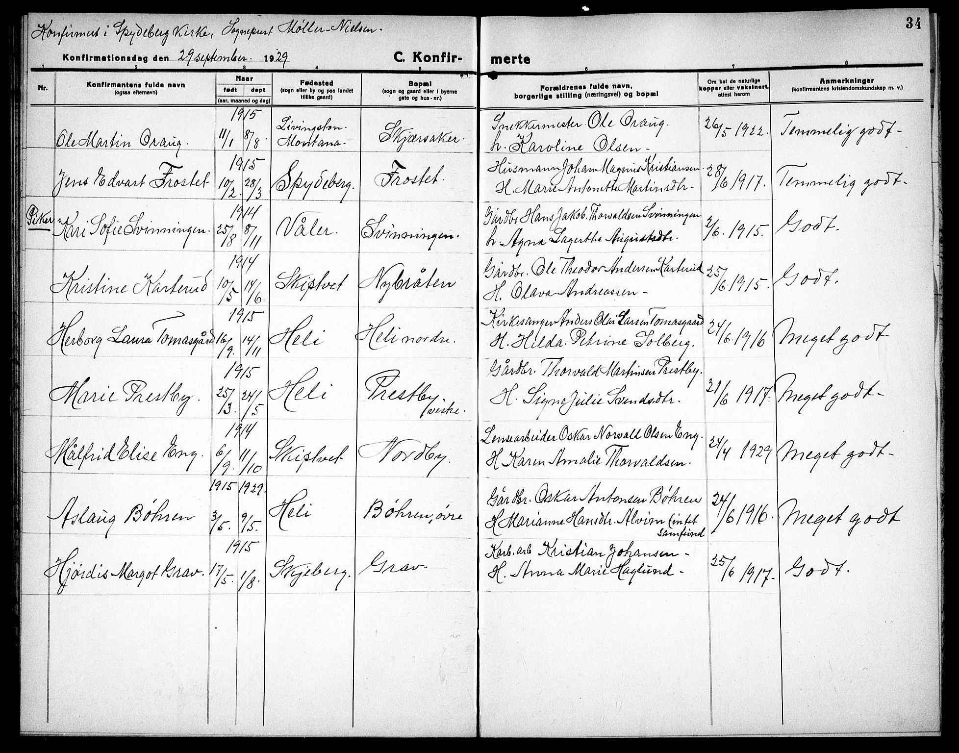 Spydeberg prestekontor Kirkebøker, SAO/A-10924/G/Gc/L0002: Parish register (copy) no. III 2, 1918-1939, p. 34