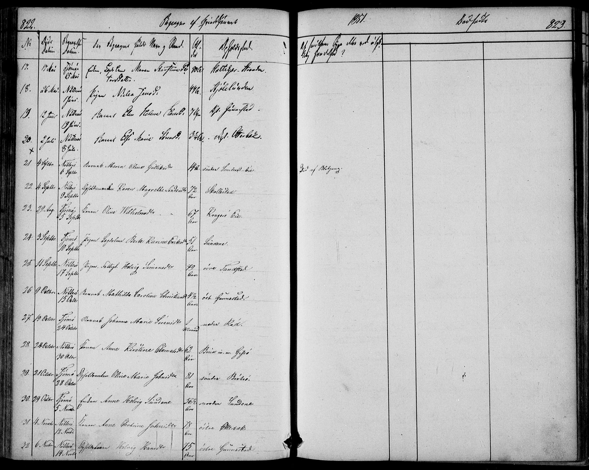 Nøtterøy kirkebøker, AV/SAKO-A-354/F/Fa/L0005: Parish register (official) no. I 5, 1839-1852, p. 822-823