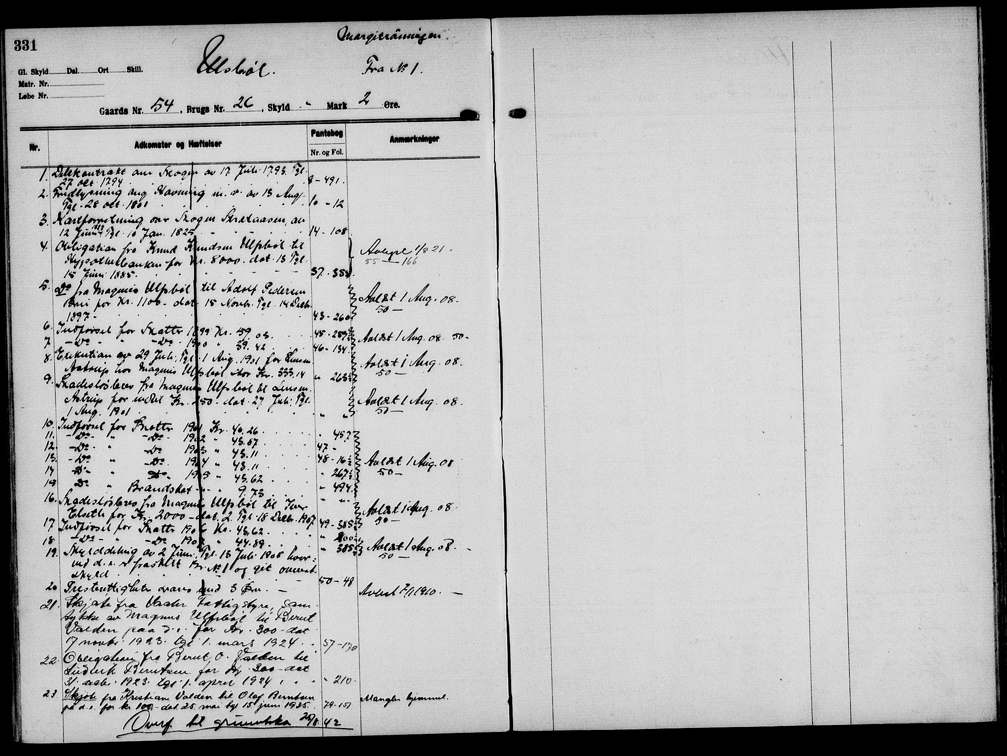 Solør tingrett, AV/SAH-TING-008/H/Ha/Hak/L0004: Mortgage register no. IV, 1900-1935, p. 331