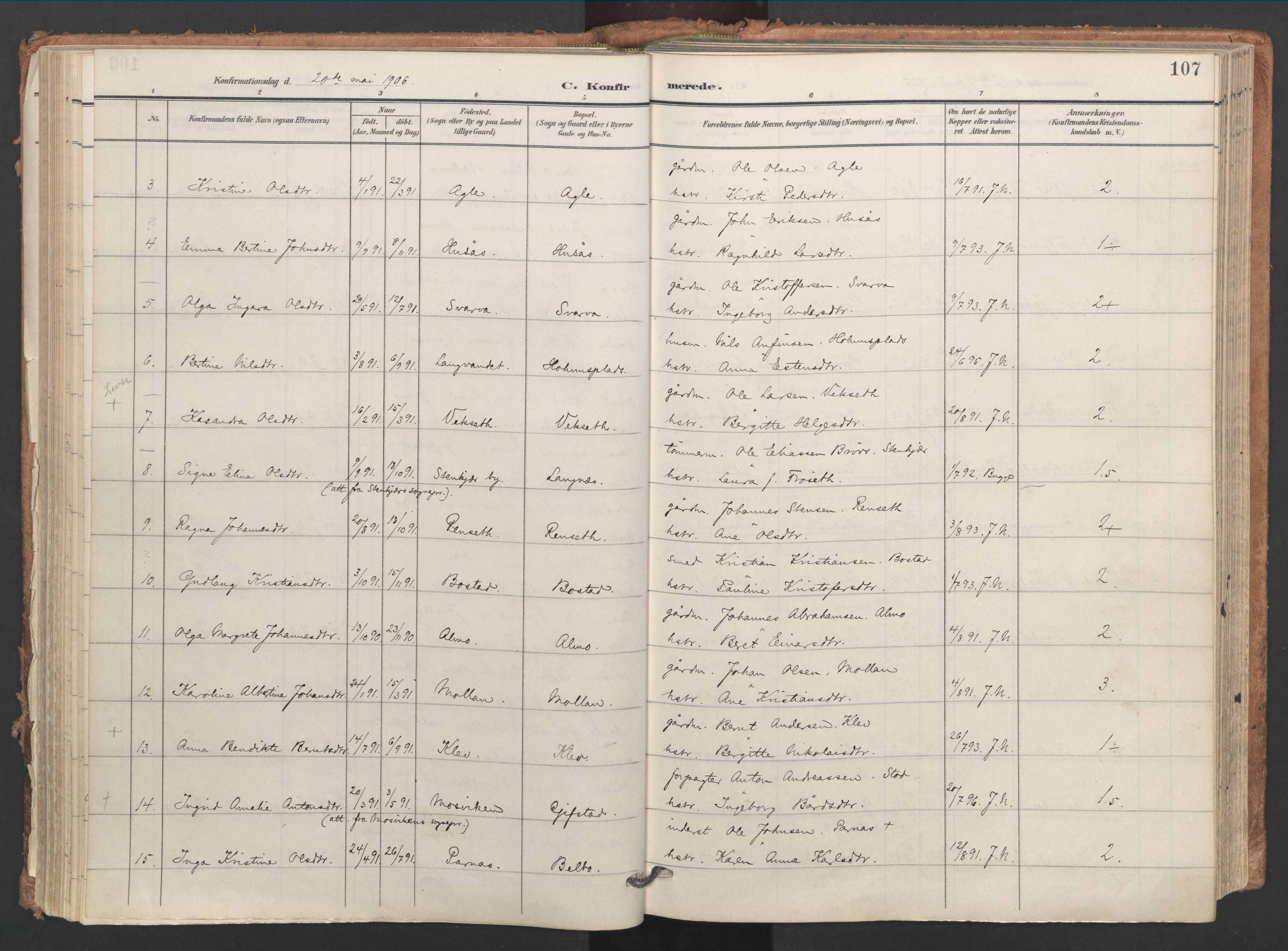 Ministerialprotokoller, klokkerbøker og fødselsregistre - Nord-Trøndelag, SAT/A-1458/749/L0477: Parish register (official) no. 749A11, 1902-1927, p. 107