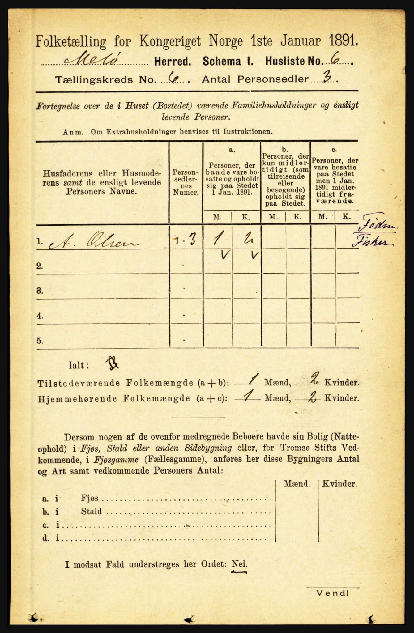 RA, 1891 census for 1837 Meløy, 1891, p. 2064