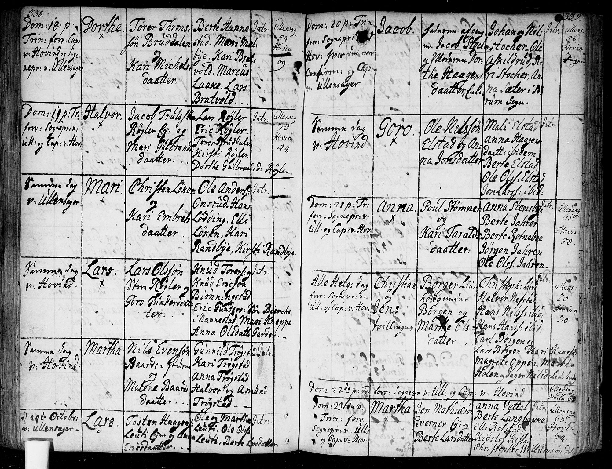 Ullensaker prestekontor Kirkebøker, AV/SAO-A-10236a/F/Fa/L0005: Parish register (official) no. I 5, 1733-1762, p. 338-339