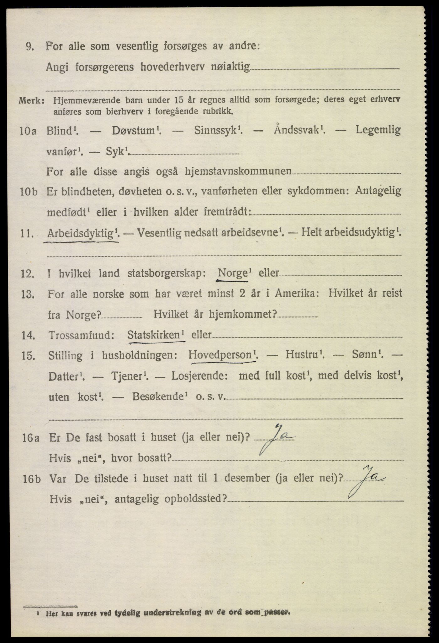 SAH, 1920 census for Tynset, 1920, p. 7225